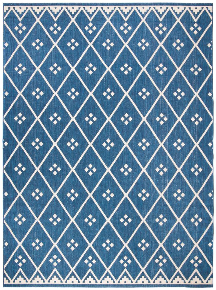 Safavieh CY6303-258-8 Courtyard Essa 8 x 11 (ft) Loomed Polypropylene Navy/Light Beige Rectangular Indoor/Outdoor Trellis Coastal Area rug