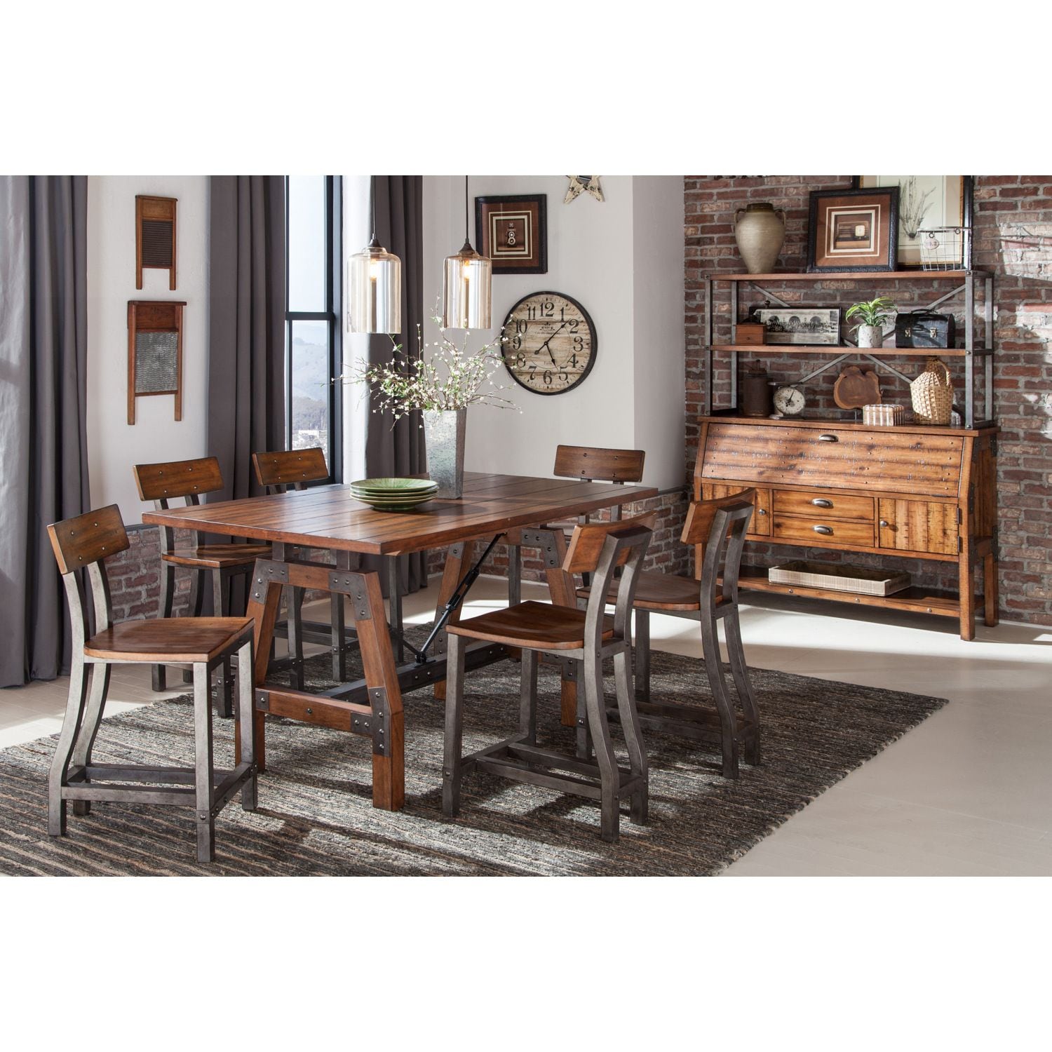 JASMODER B011S00192 Multicolor Contemporary/Modern Dining Room Set with Rectangular Table ( Seats 6 )
