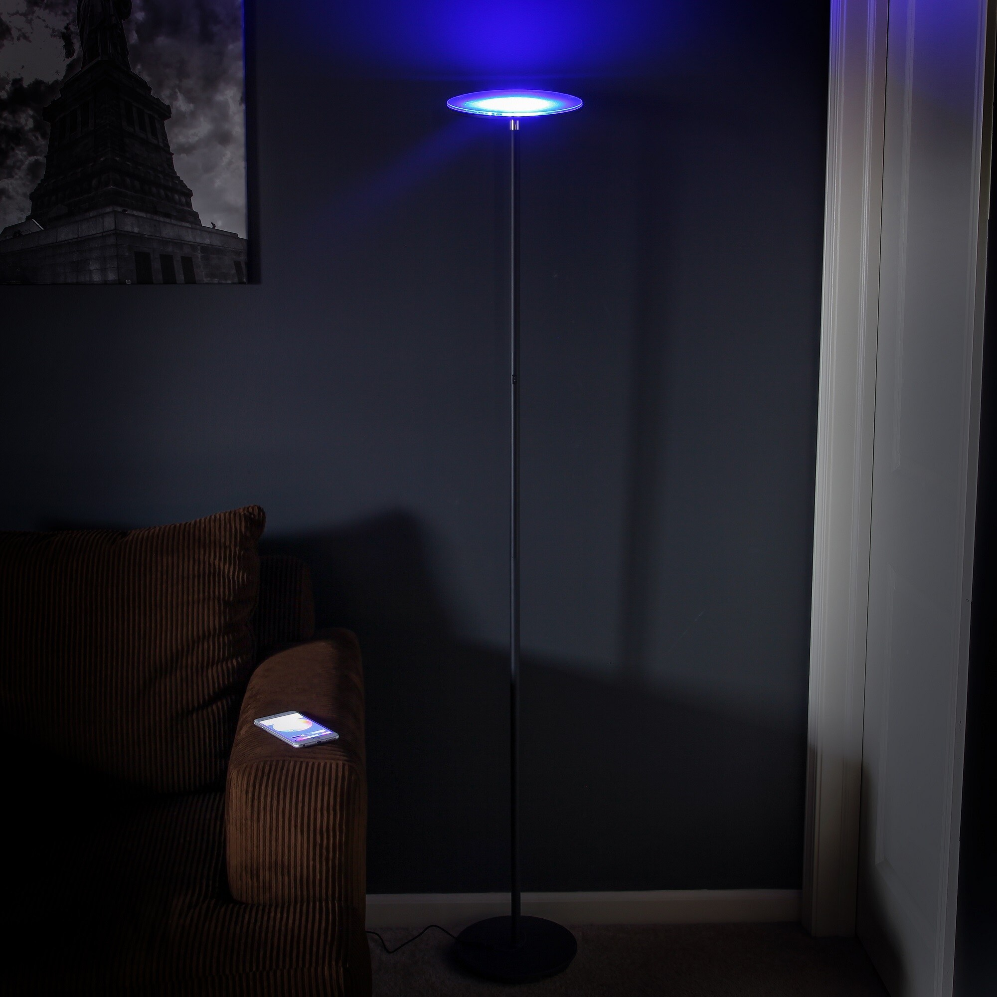 White Adjustable 69" LED Torchiere Floor Lamp with 3-Way Switch