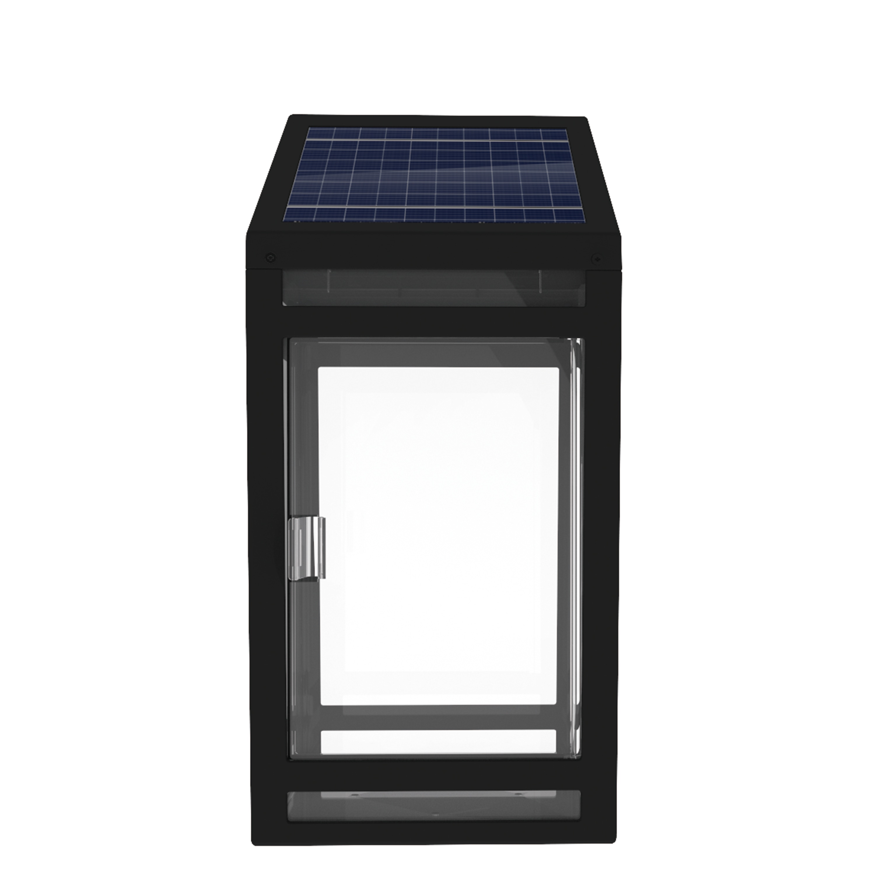 Black Solar Powered Wall Lantern with Clear and Amber Panels