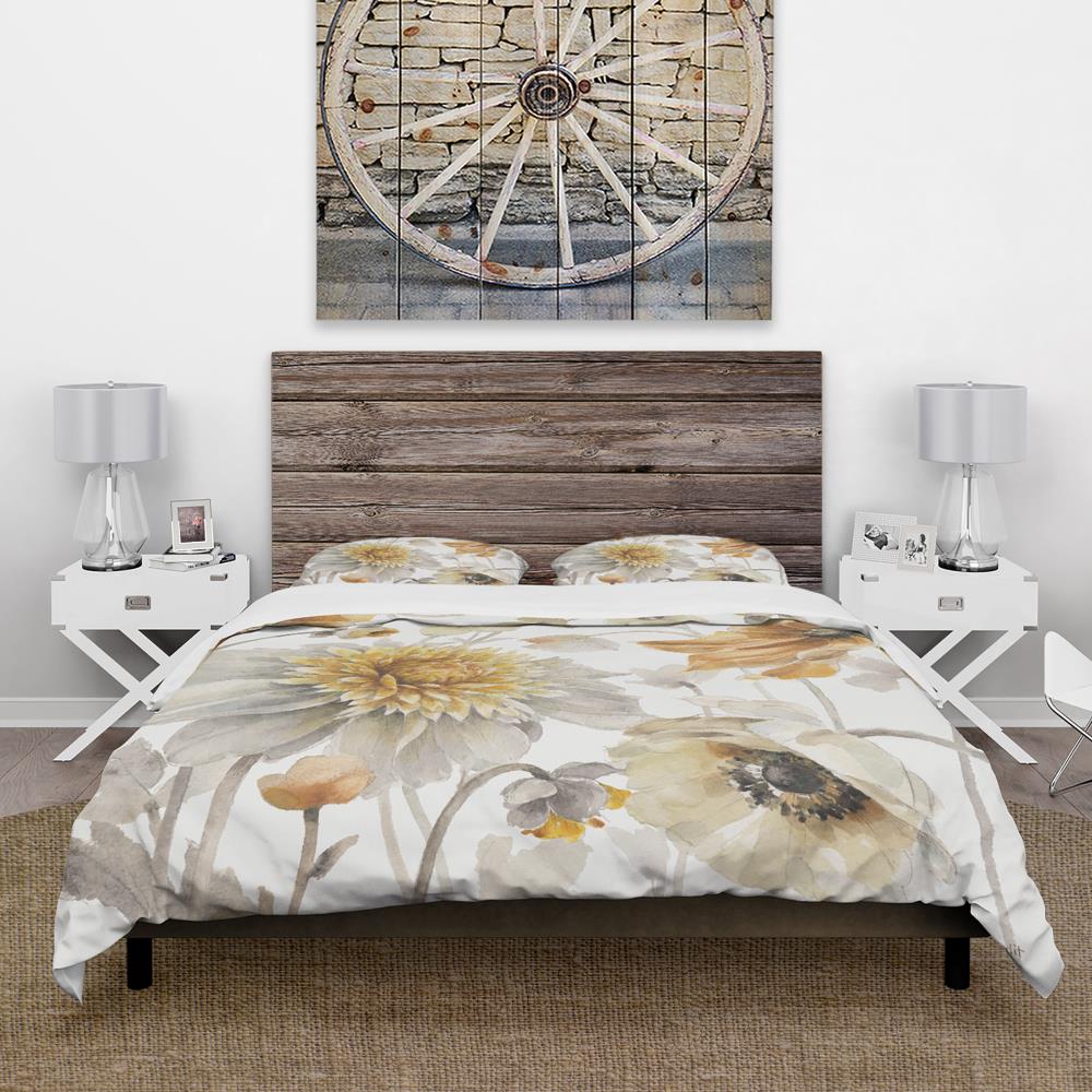 King Floral Watercolor Microfiber Duvet Cover Set