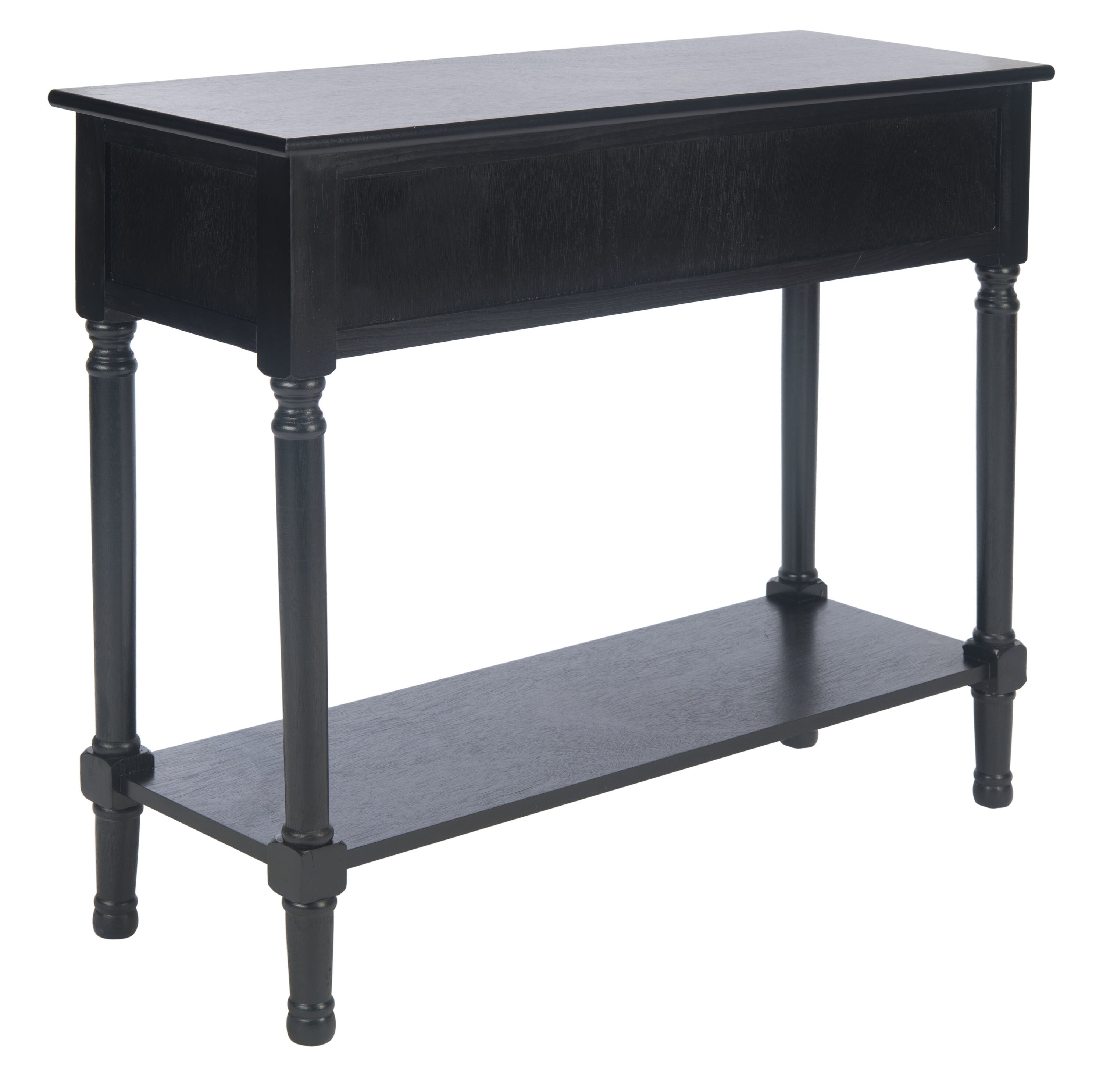 Allura Black Wood and Metal Console Table with Storage