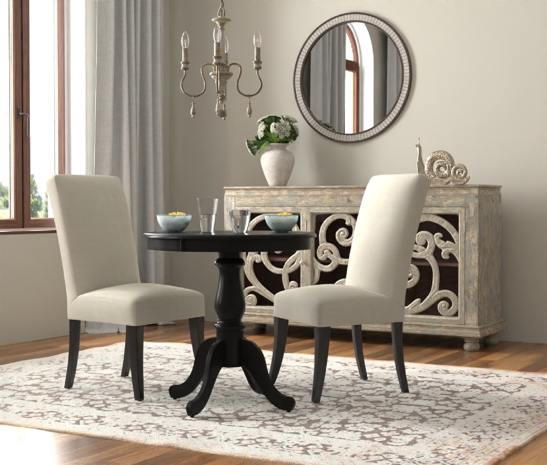 Fairview 30" Dark Wood Round Pedestal Dining Table