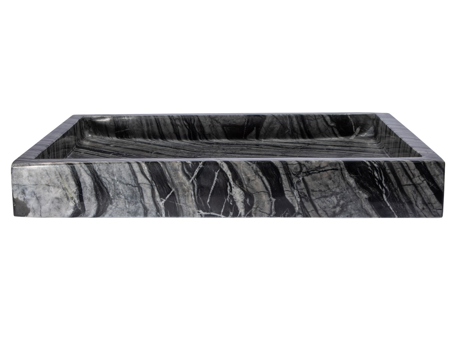Charcoal Gray Stone Rectangular Vessel Bathroom Sink
