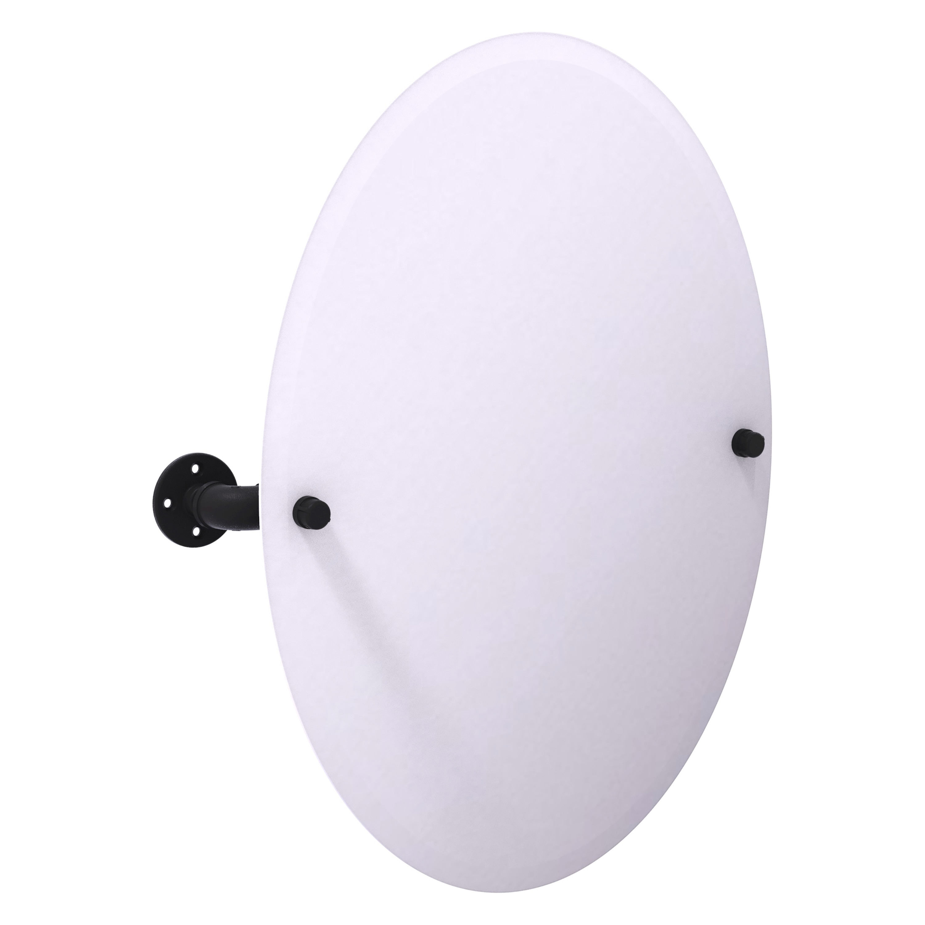 Black Frameless Oval Wall Mounted Tilt Mirror