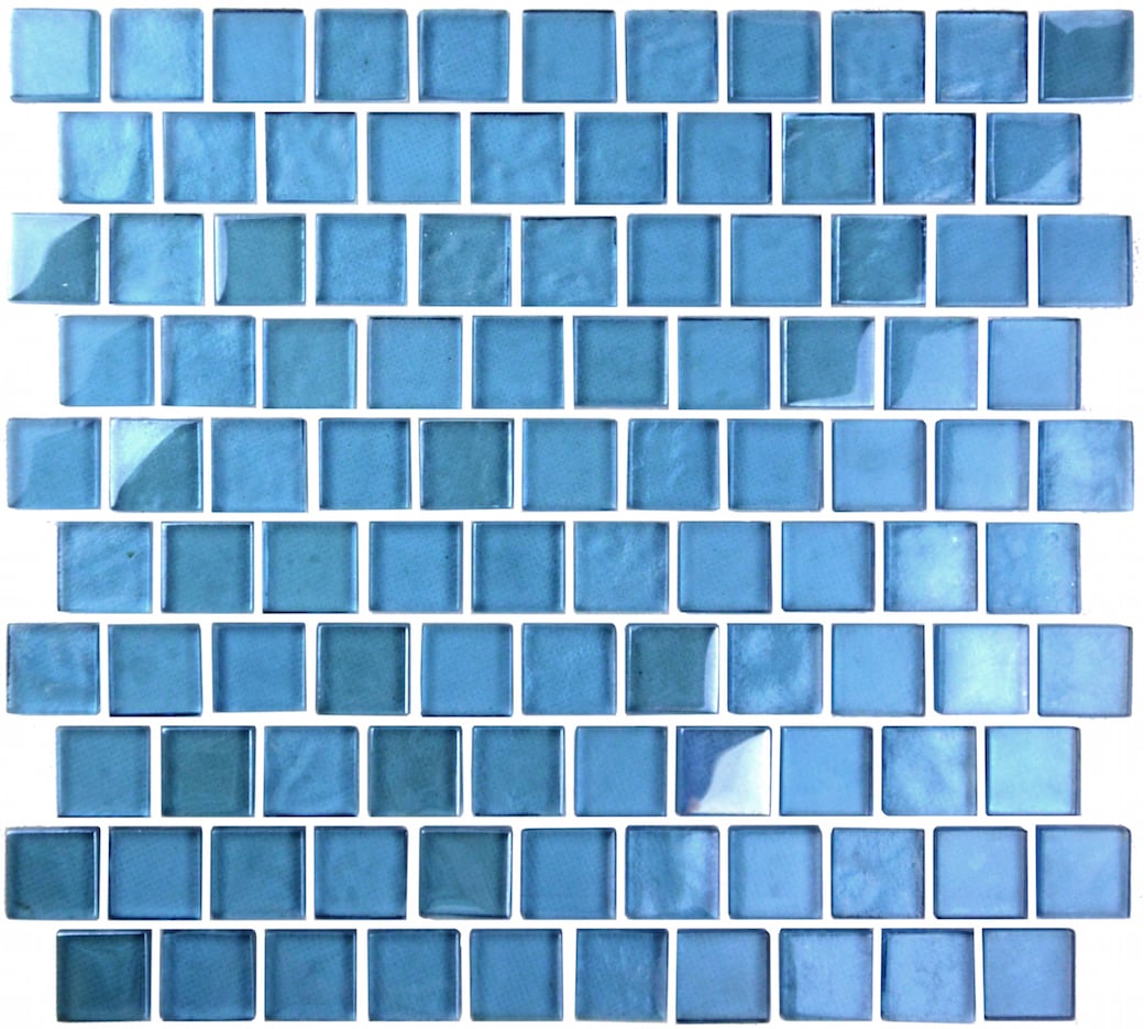 Abolos Landscape 12-Pack Danube Blue/Glossy Textured 12-in x 12-in Glossy Glass Mosaic Floor and Wall Tile