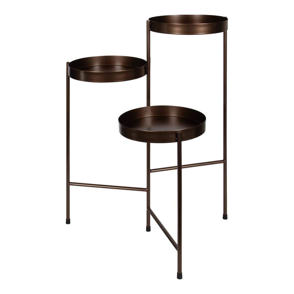 Kate and Laurel 217059 Round 10-in W Medium Bronze Metal Indoor Planter