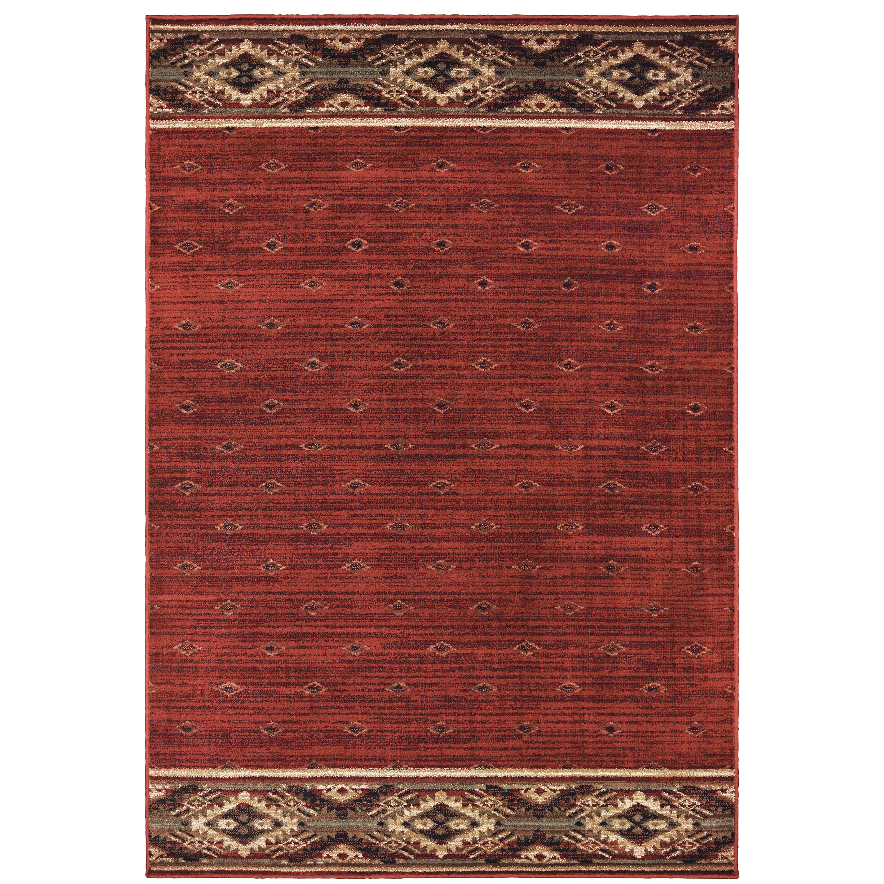 Archer Lane 965WOOD2C0L Southwestern 10 x 13 (ft) Polypropylene Red Rectangular Indoor Border Southwestern Area rug