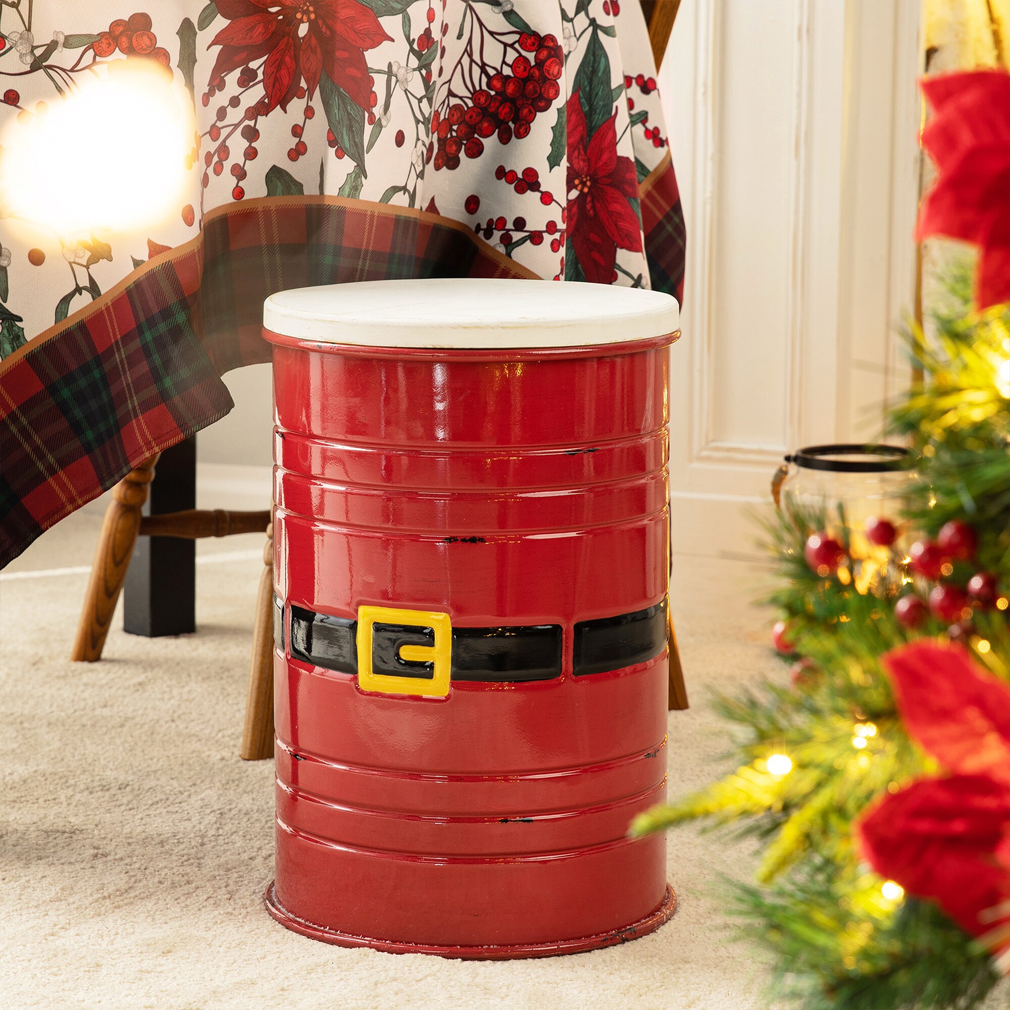 Glitzhome 19.25 in. H Red Metal Christmas Santa Belt Storage Container (Set  of 2) 2010100015 - The Home Depot