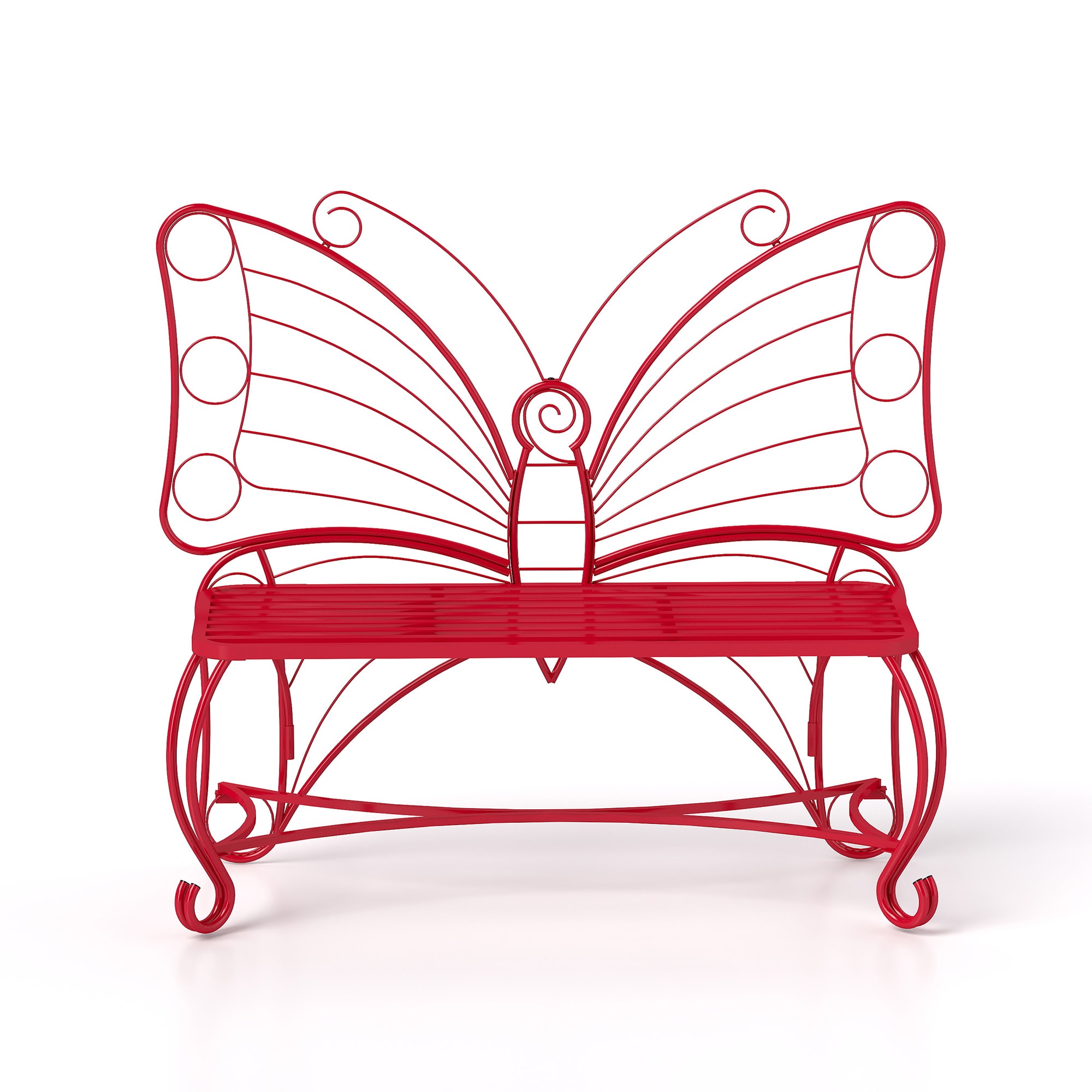SINOFURN SYA520025OR 43.1-in W x 42.2-in H Red Iron Garden Bench