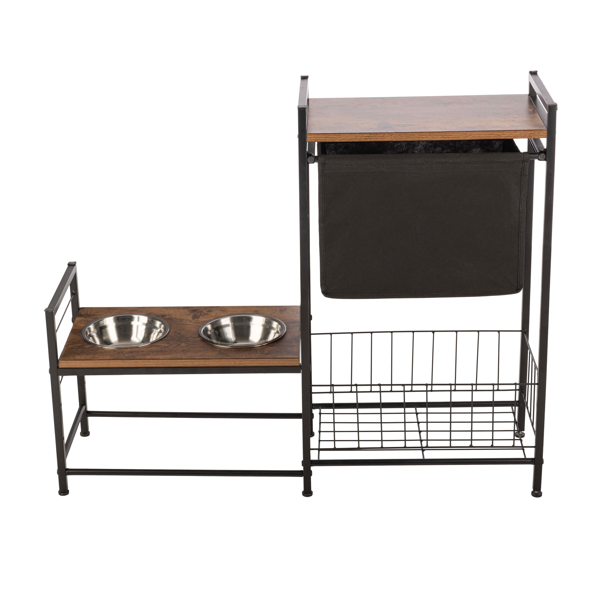 PETMAKER PET6423 Elevated Dog Bowl Stand with Storage - Toy Bin Basket and Bowls