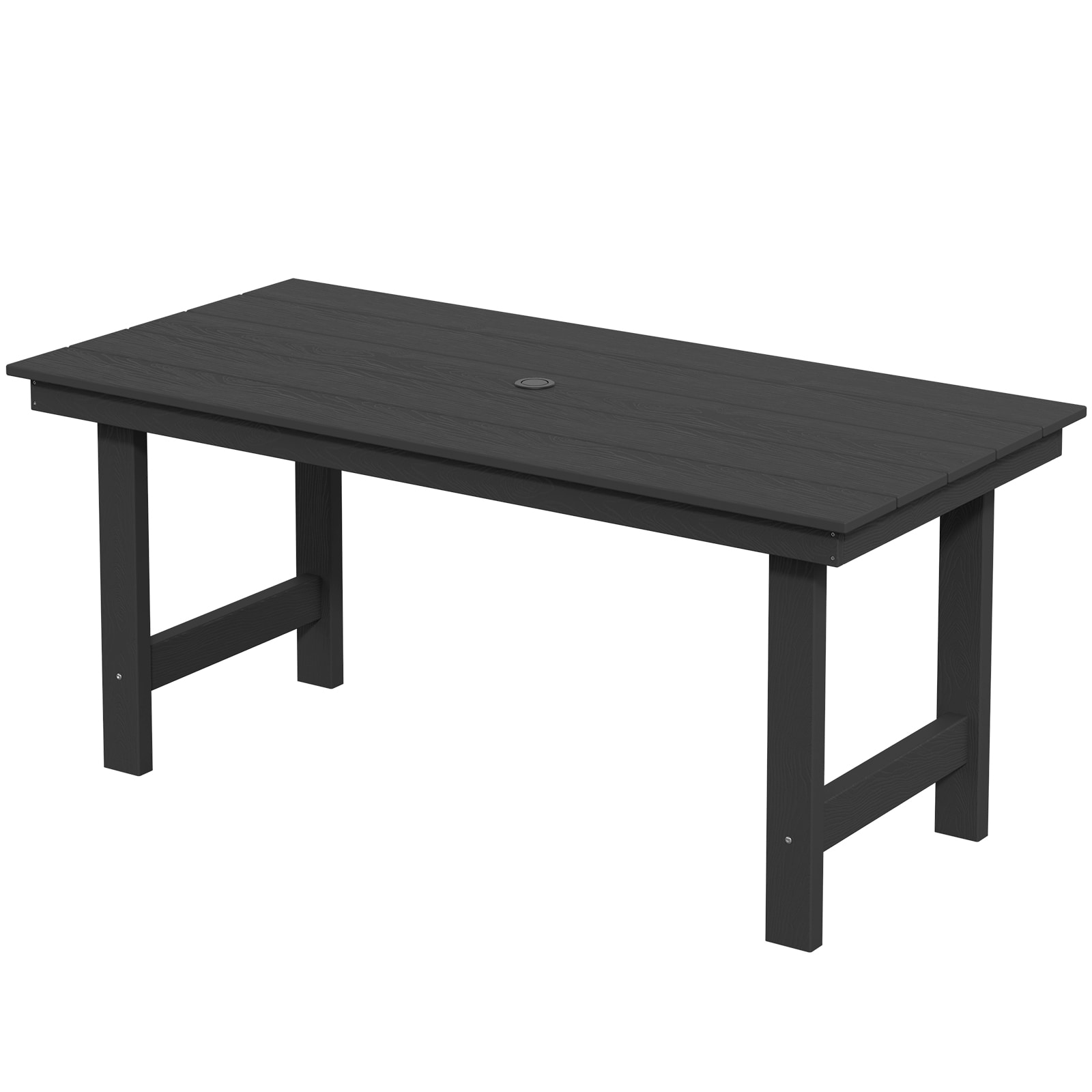JEAREY JYCZ-BK HDPE Rectangle Patio Dining Table Rectangle Outdoor Dining 32.1-in W x 66.9-in L with Umbrella Hole