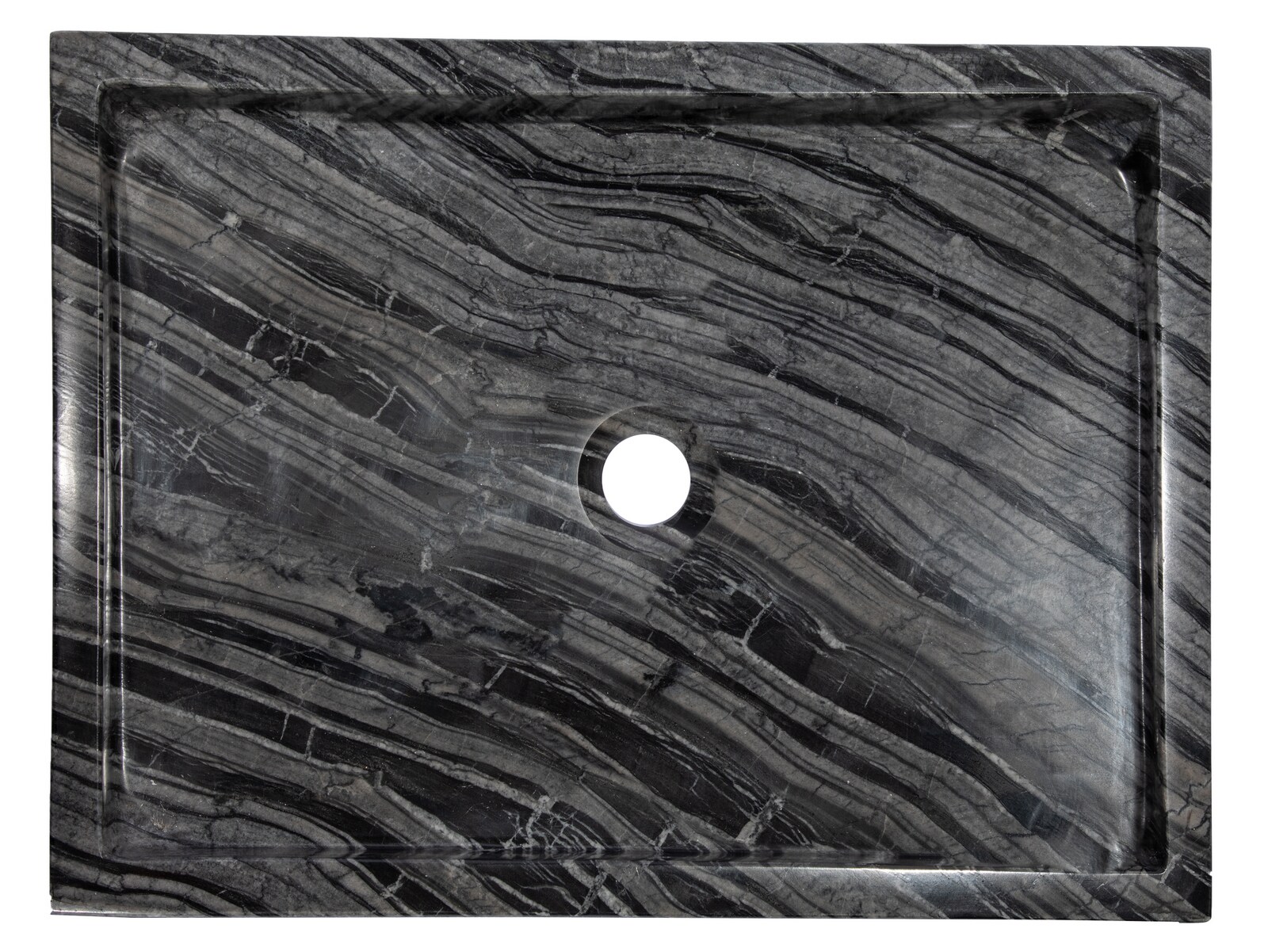 Charcoal Gray Stone Rectangular Vessel Bathroom Sink