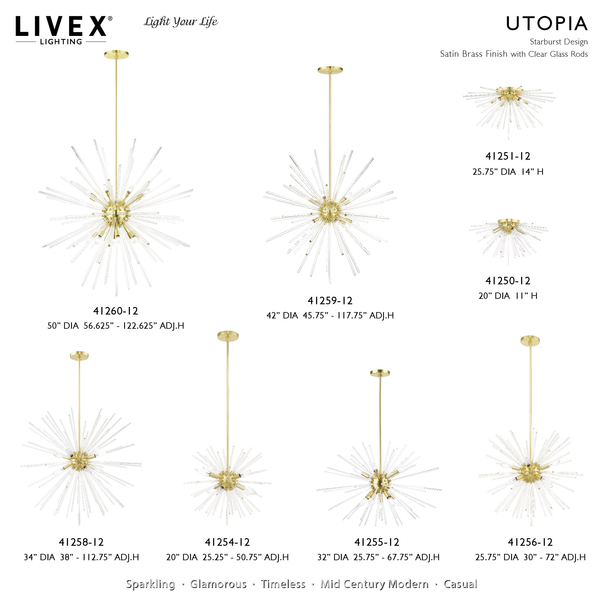 Elegant Satin Brass 6-Light Globe Chandelier with Crystal Rods