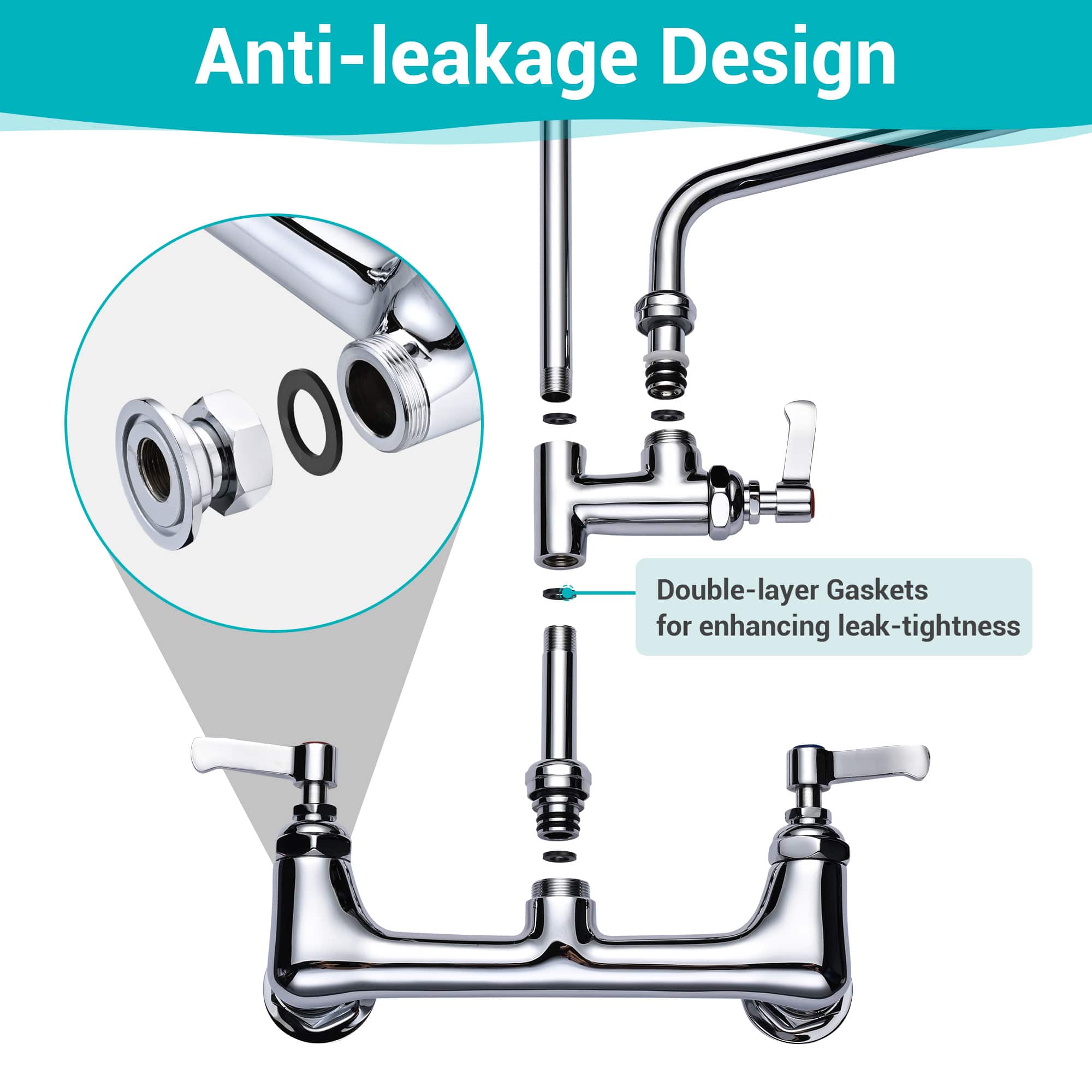 Yescom 81FAU008-23WM-CHR-LO Kitchen-Faucets - View #4