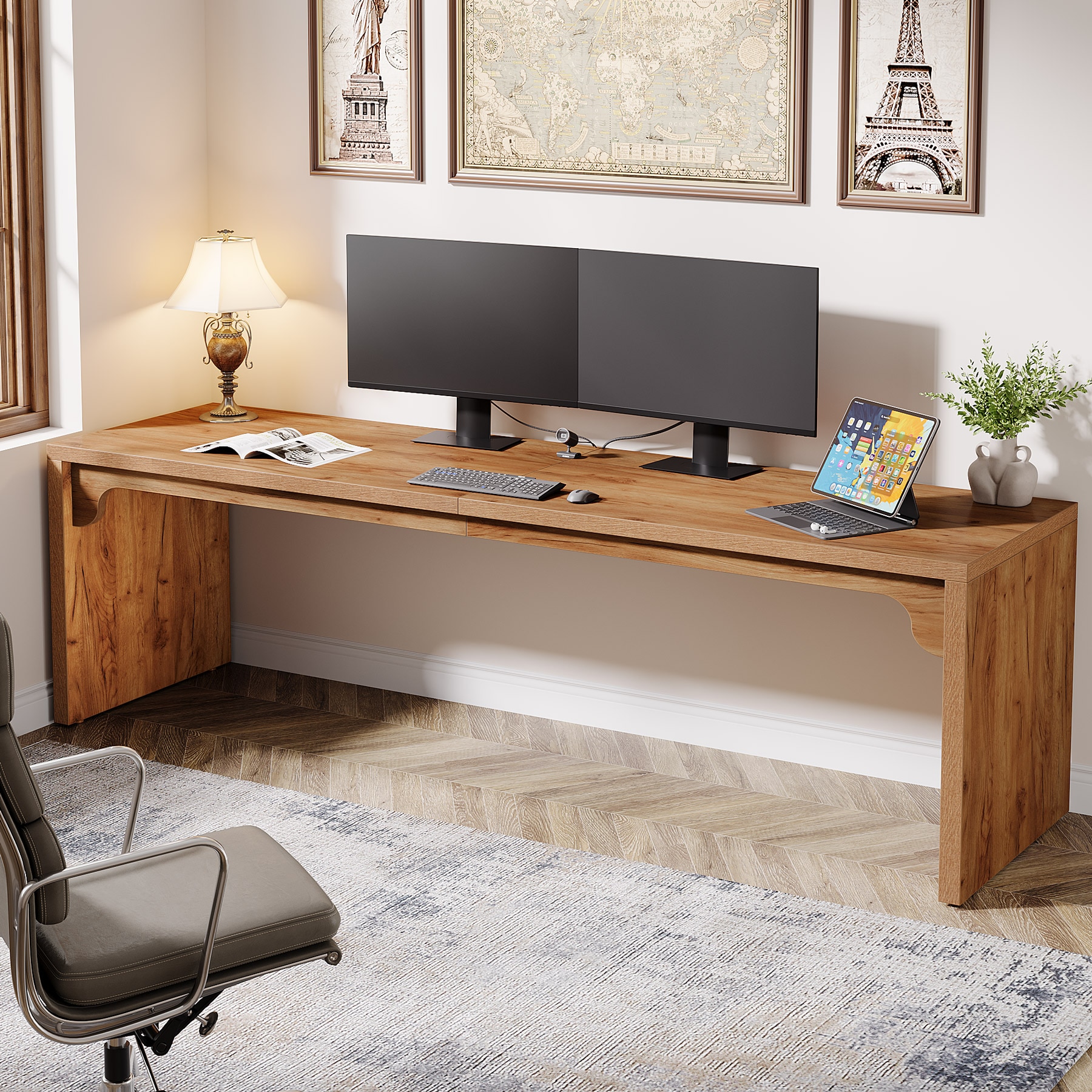 Tribesigns LWFD-XK00644 Office Conference Table Brown 1 -Person Conference table ( 78.74-in W x 29.53-in H )