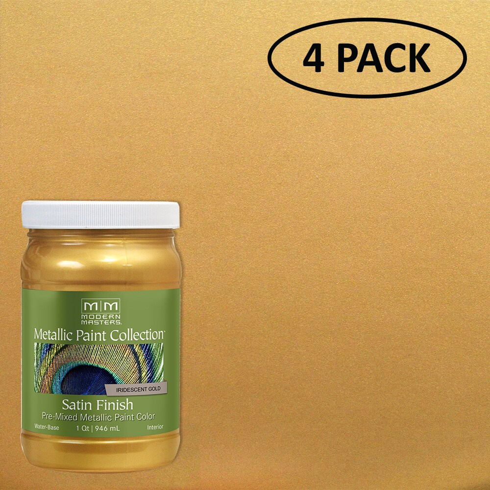 Modern Masters ME19432SOS Metallic Paint Collection Water-based Pre-tinted Low Odor Iridescent Gold Metallic Paint (1-quart) 4-Pack