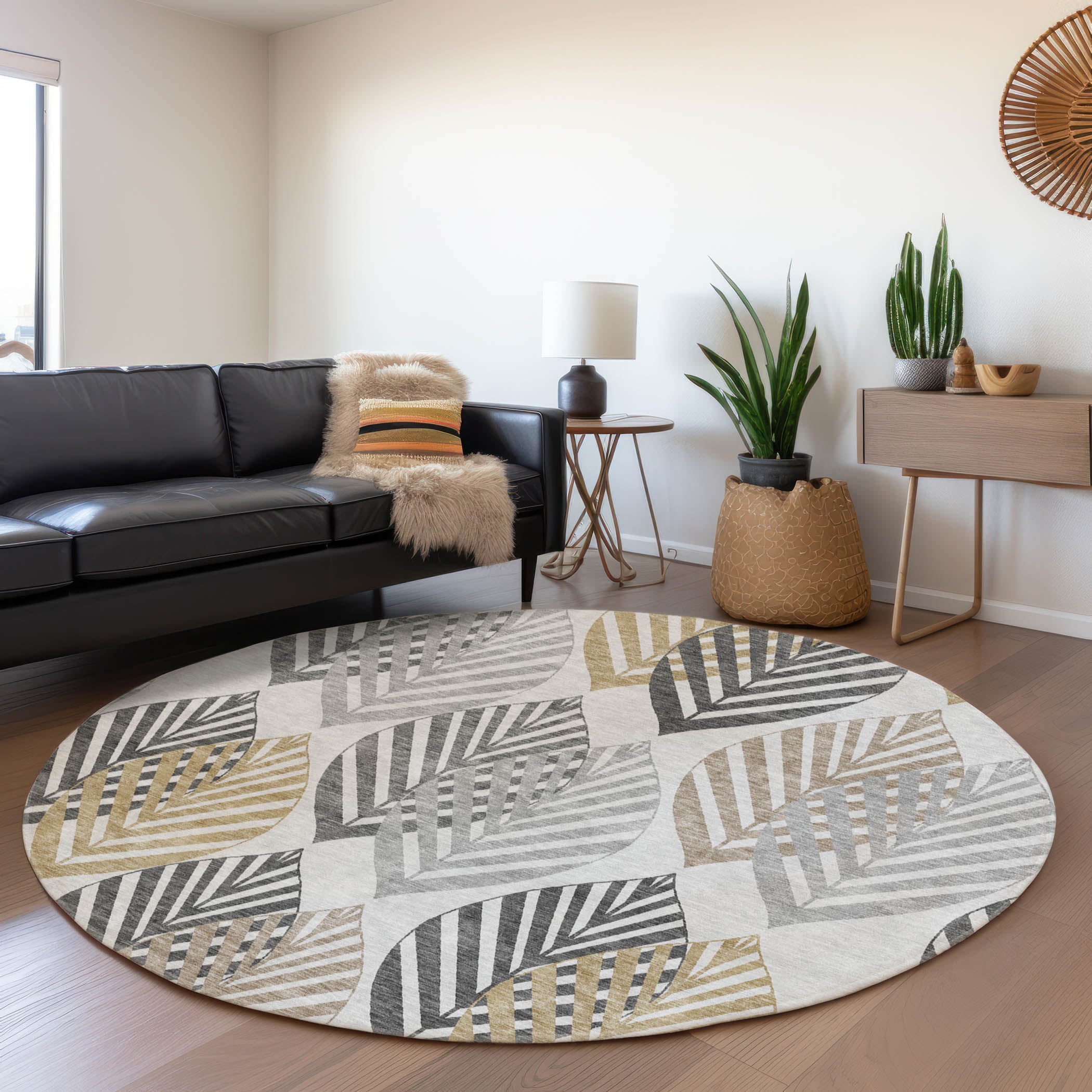Addison Rugs ACN744SV8RO Chantille ACN744SV 8 x 8 (ft) Polyester Silver Round Indoor/Outdoor Geometric Machine washable Area rug