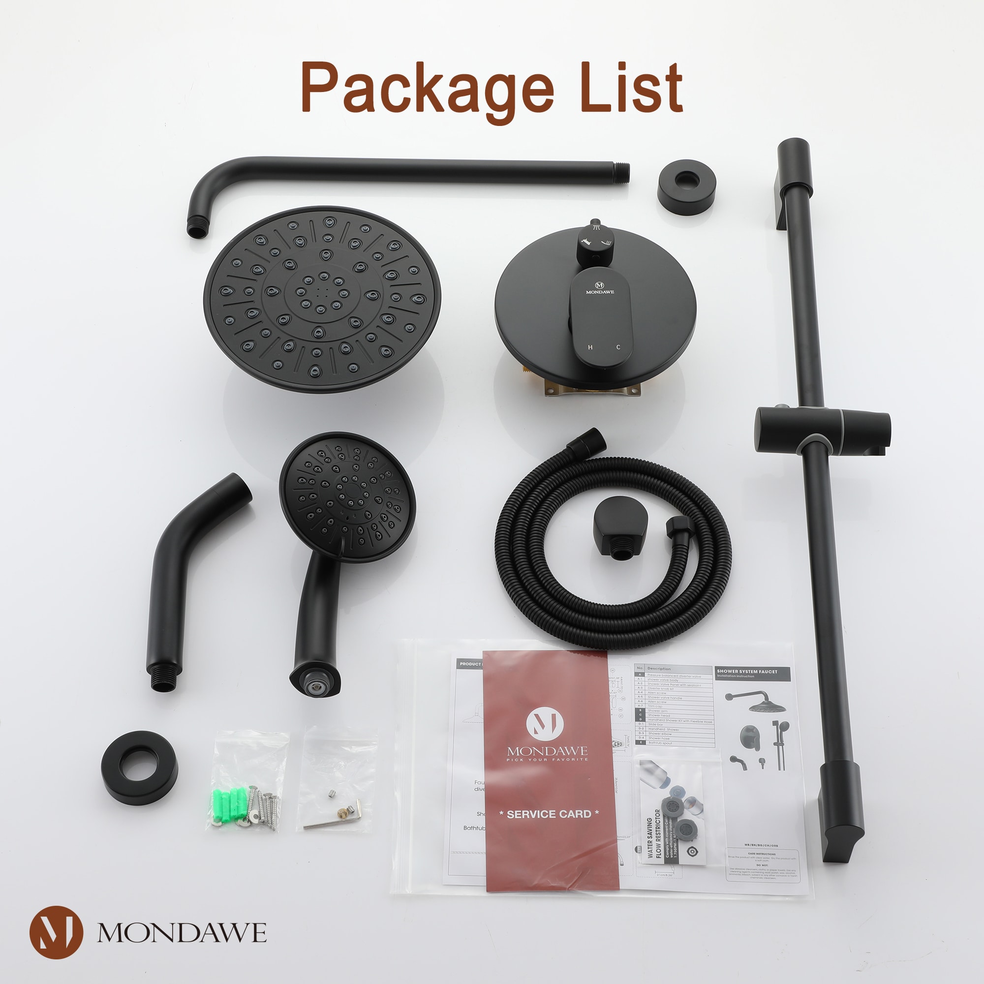 Mondawe MD-A3815-MB3 Showerhead-Bar-Panels - View #11