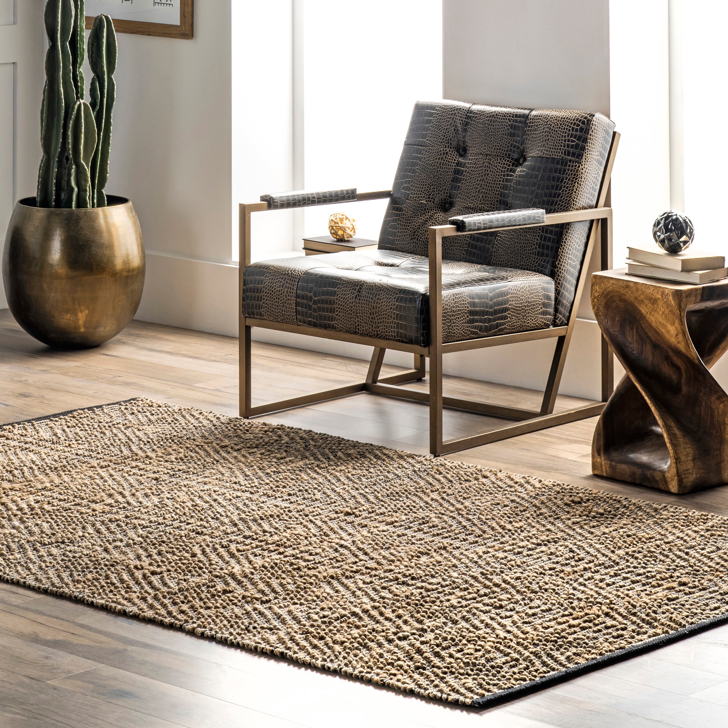 nuLOOM SMRM03B-8010 Radmilla 8 x 10 (ft) Jute Natural Rectangular Indoor Geometric Area rug