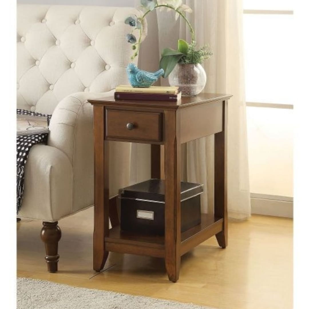 ZAKLOOP WU82836 22-in W x 23-in H Brown Wood Rectangular Modern End Table with Storage Assembly Required