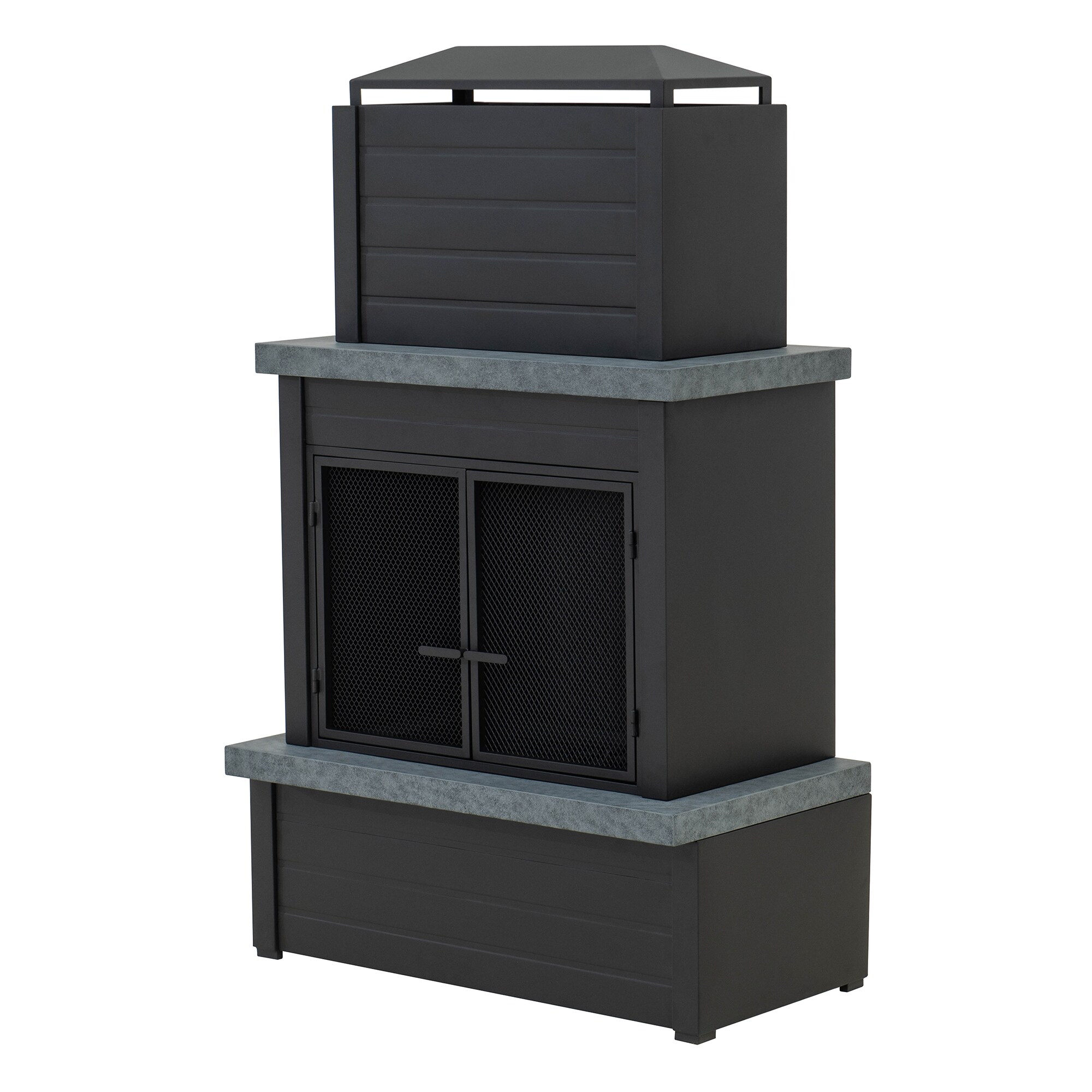 Matte Black Steel Outdoor Chimenea with Log Holders
