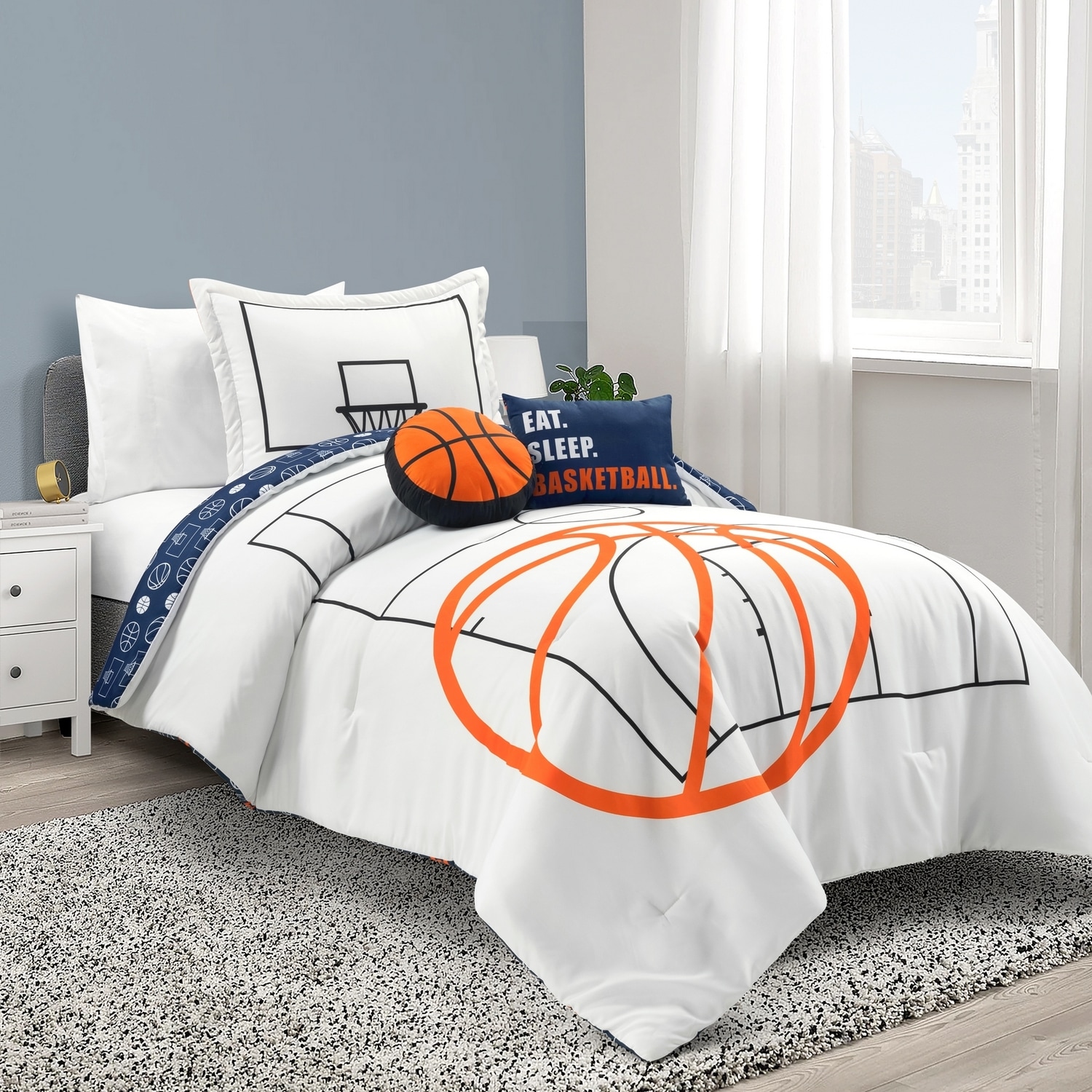 Lush Decor 21T013309 White Graphic print Reversible Twin Comforter