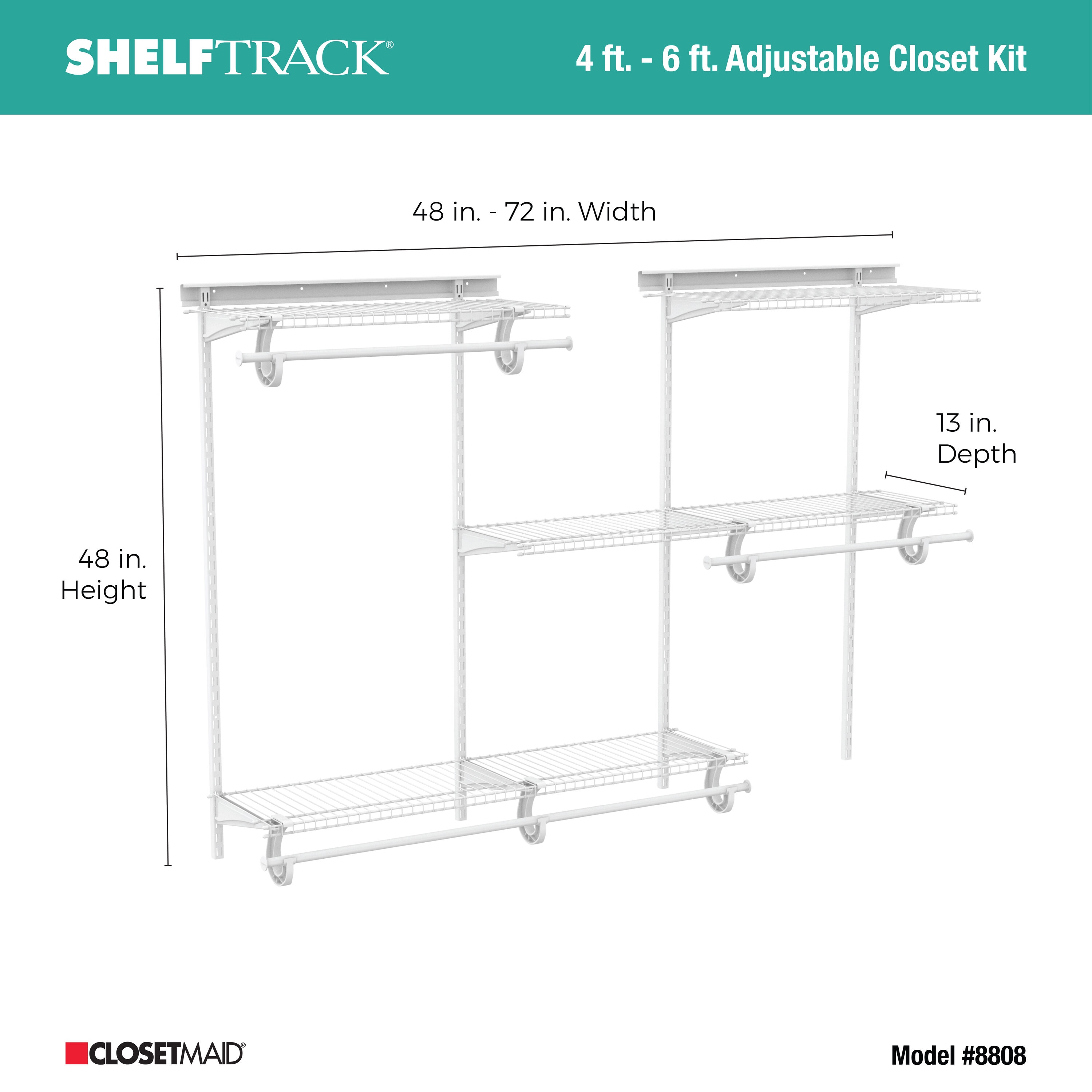 ClosetMaid ShelfTrack 72 in. W White Reach-In Wall Mount 3-Shelf