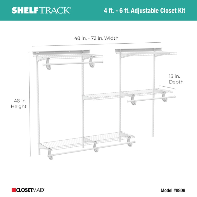 ClosetMaid ShelfTrack 4-ft to 6-ft x 13-in White Wire Closet Kit in the ...