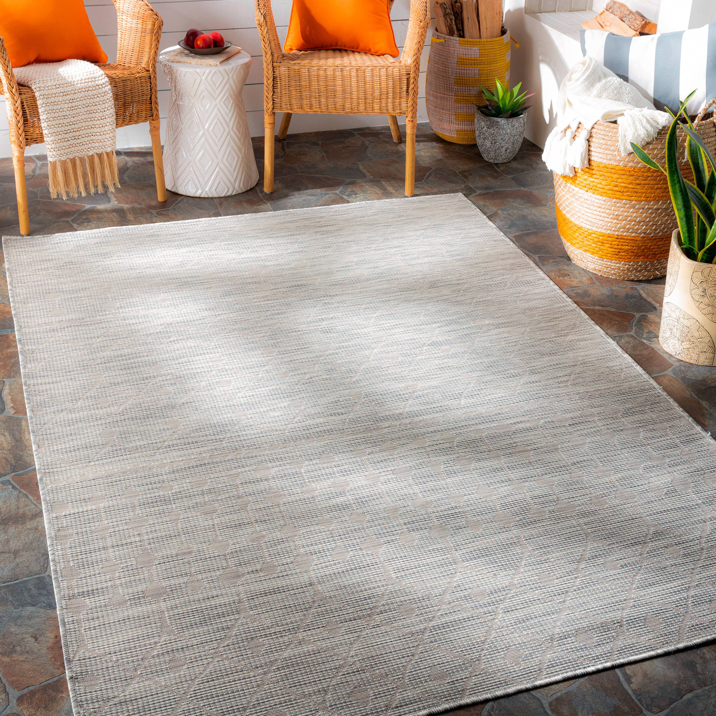 Artistic Weavers PSA2376-679 Pasadena 6 X 9 (ft) Light Gray Indoor/Outdoor Abstract Global Area Rug
