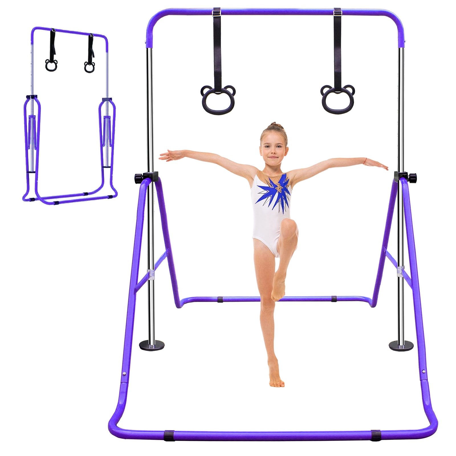 LOVMOR Purple Multi-Functional Adjustable Height Childrens Horizontal Gymnastic Bar With Bear Rings #SF-Y-W1408P204405