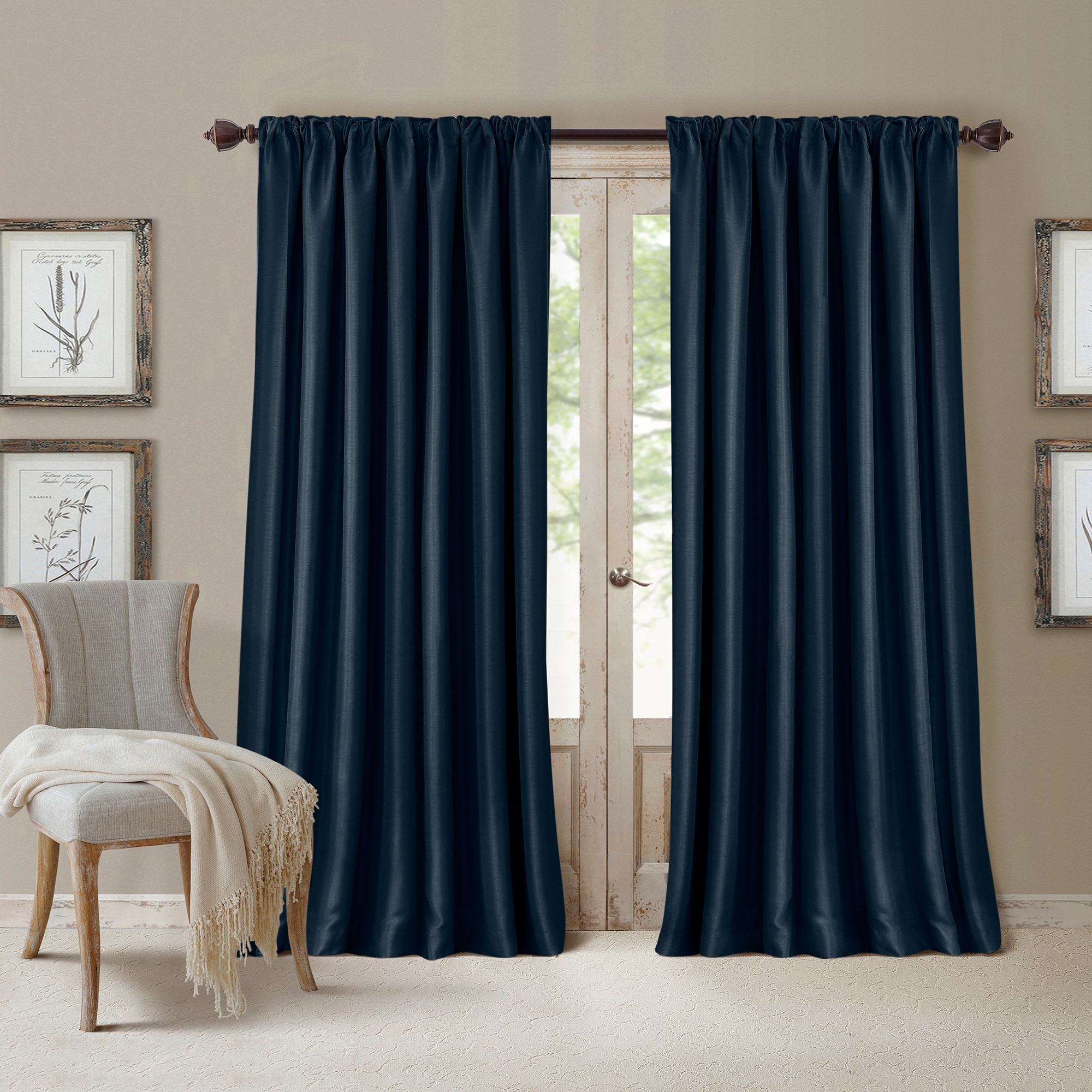 Elrene Home Fashions 739550334272 108-in Navy Blackout Interlined Rod pocket Single curtain panel