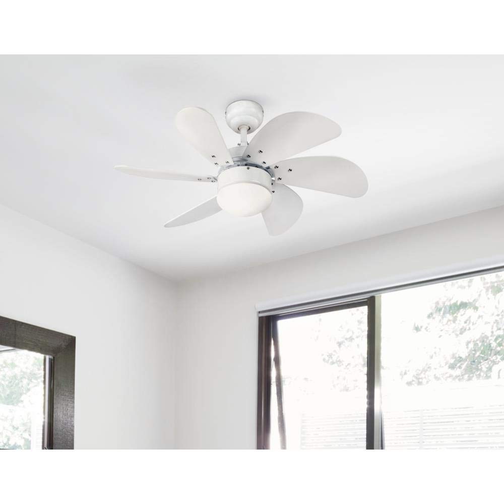 30'' White LED Ceiling Fan with Frosted Glass Light