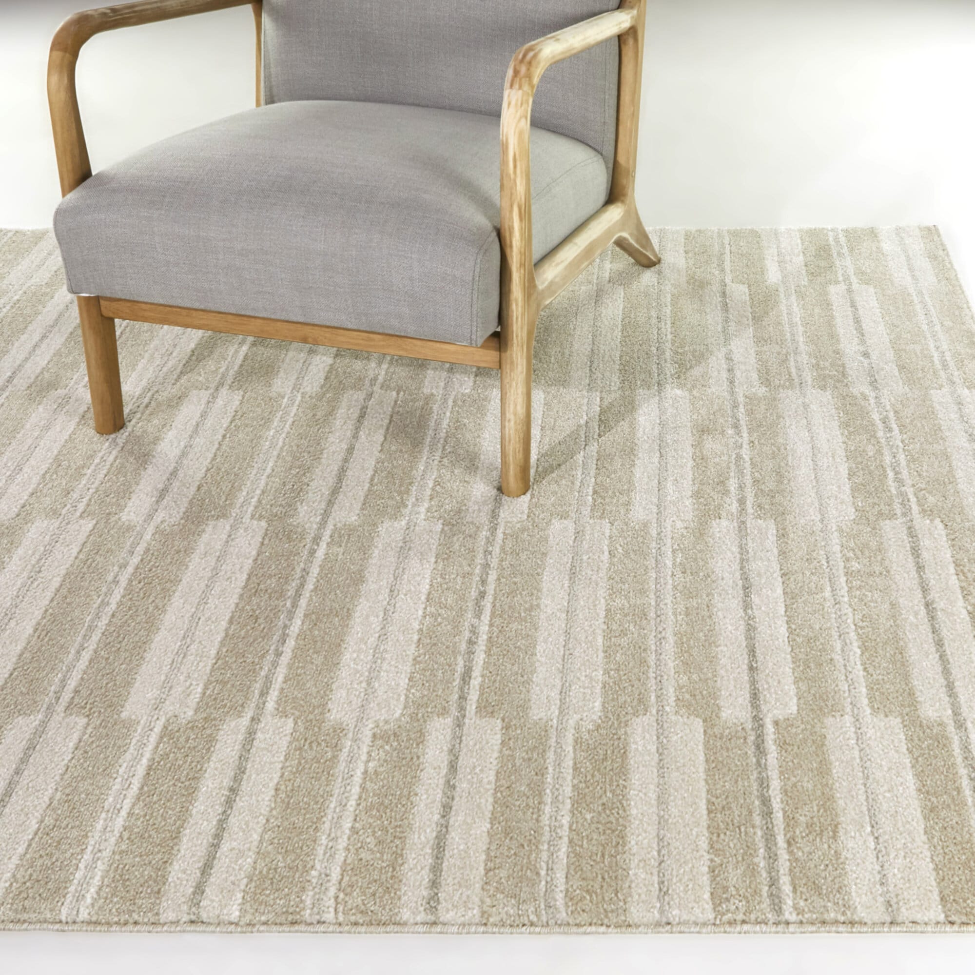 Balta 3111155 5 x 6 (ft) Polypropylene Taupe Rectangular Indoor Stripe Mid-Century Modern Area rug