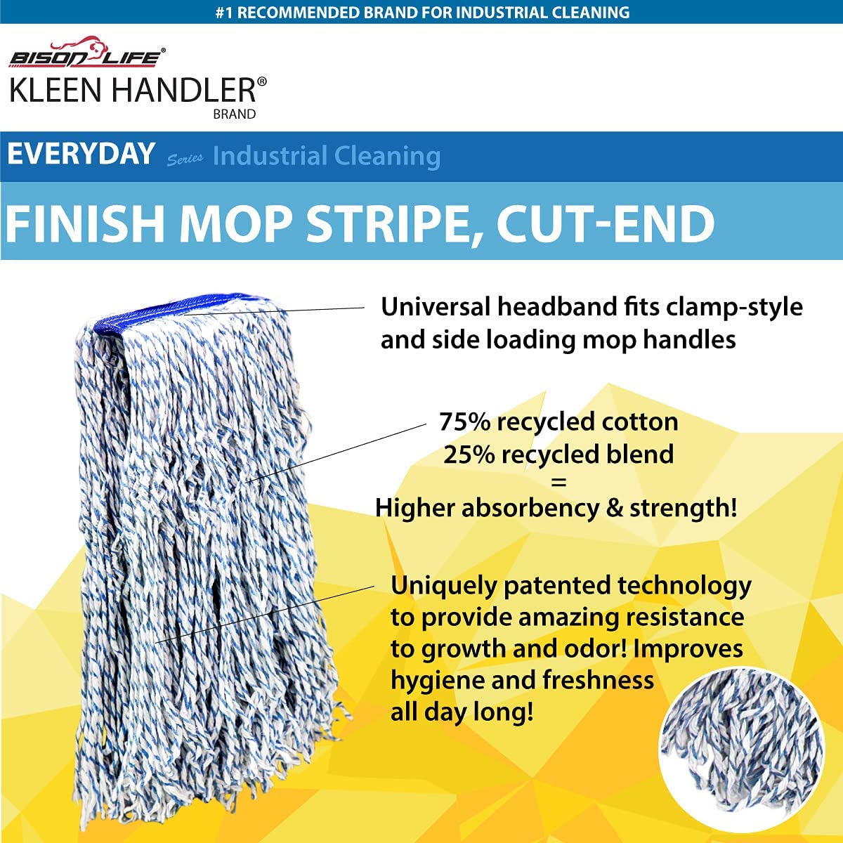 KLEEN HANDLER Nano Microbial Cut End Finish Mop Cotton Replacement Head  (5-Pack) in the Mop Refills & Replacement Heads department at
