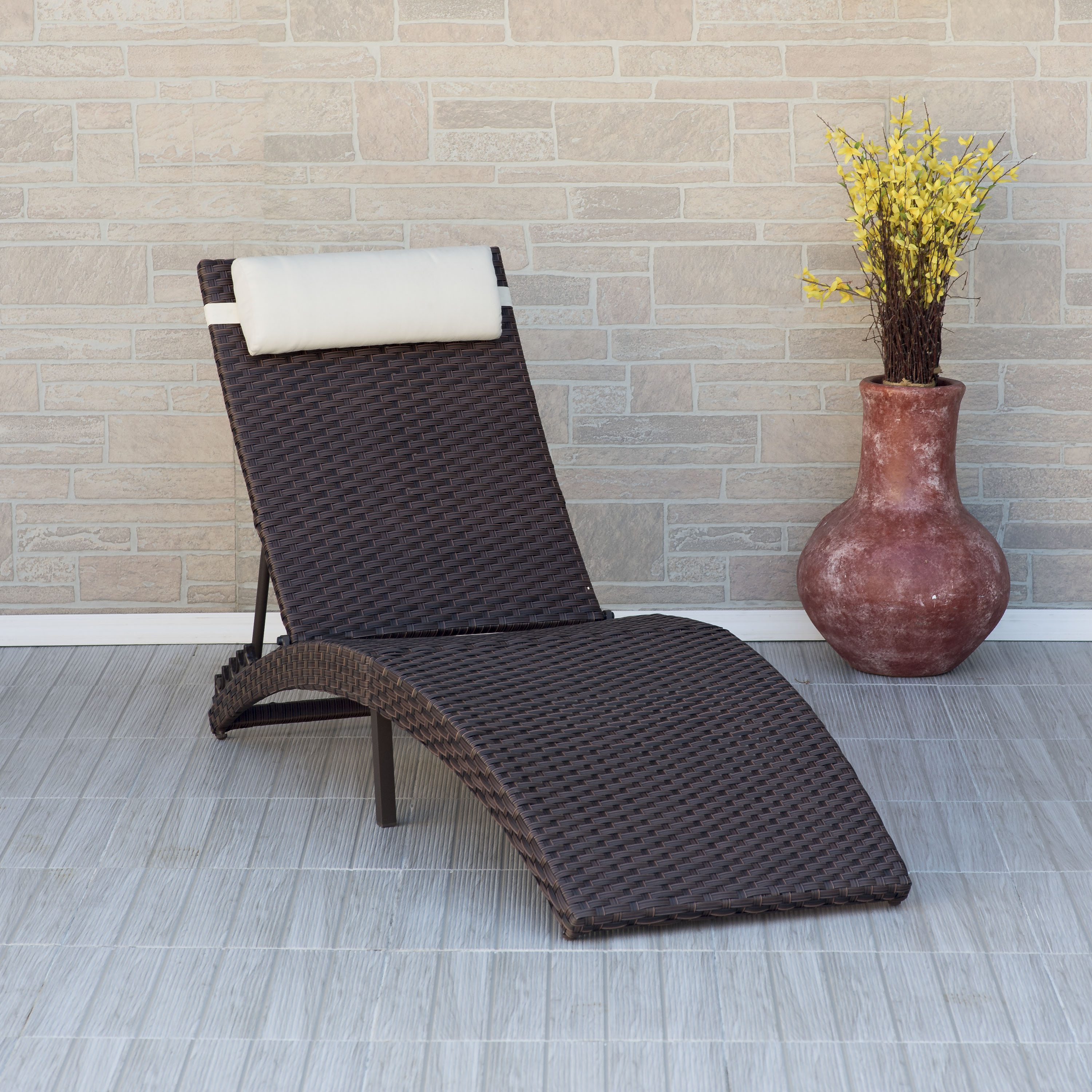 Amazonia Wicker Brown Plastic Frame Stationary Chaise Lounge Chair(S) With  Brown Sling Seat In The Patio Chairs Department At Lowes.Com