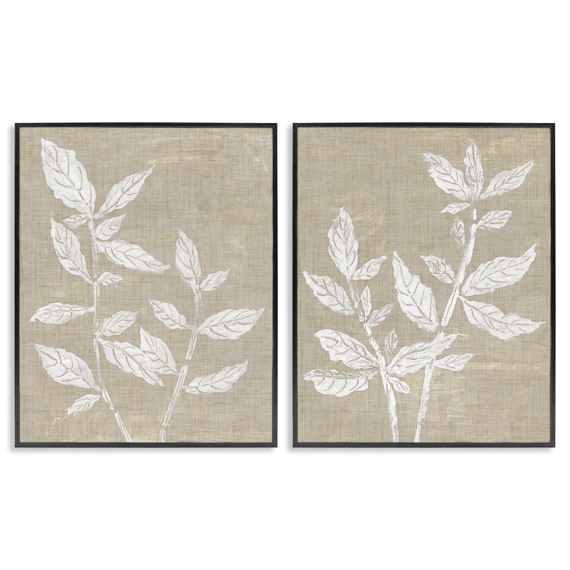 Stupell Industries B2-765-FR-2PC-24X30 Botanicals on Textile Pattern 2pc Framed Giclee Set design by Melissa Wang