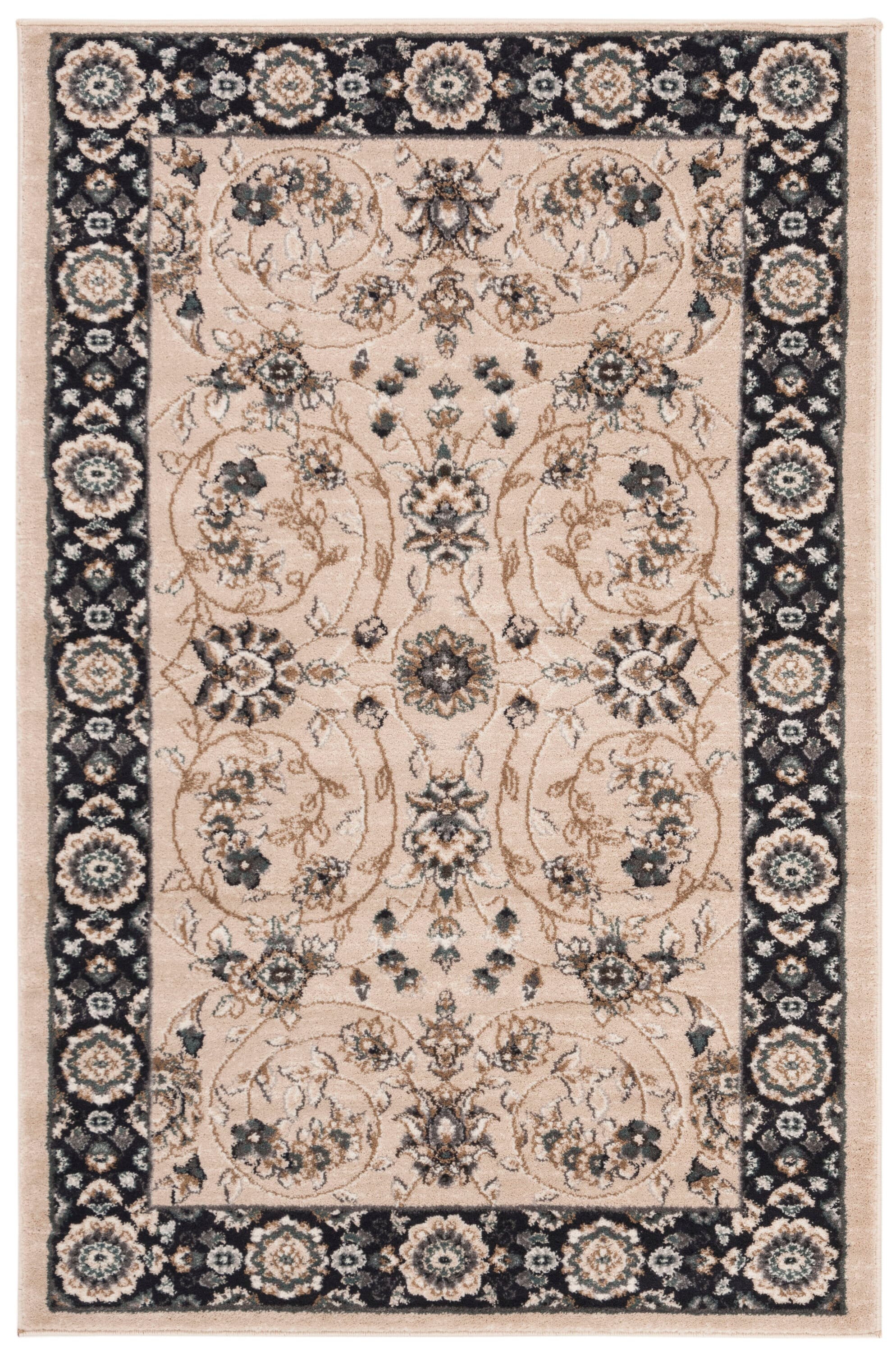 Light Beige and Anthracite Tufted Synthetic Area Rug