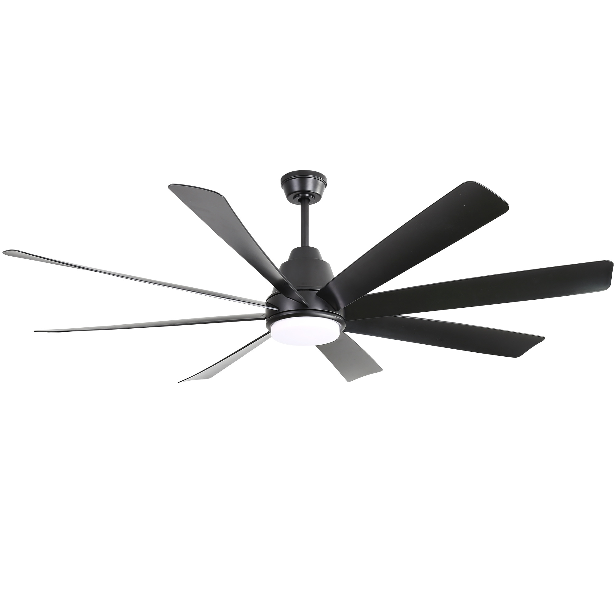 BABOOM BOM-P216909-OR 72-in Color-Changing Integrated LED Black with Black Blades Ceiling Fan With Light - Remote Included ( 8 -Blade )