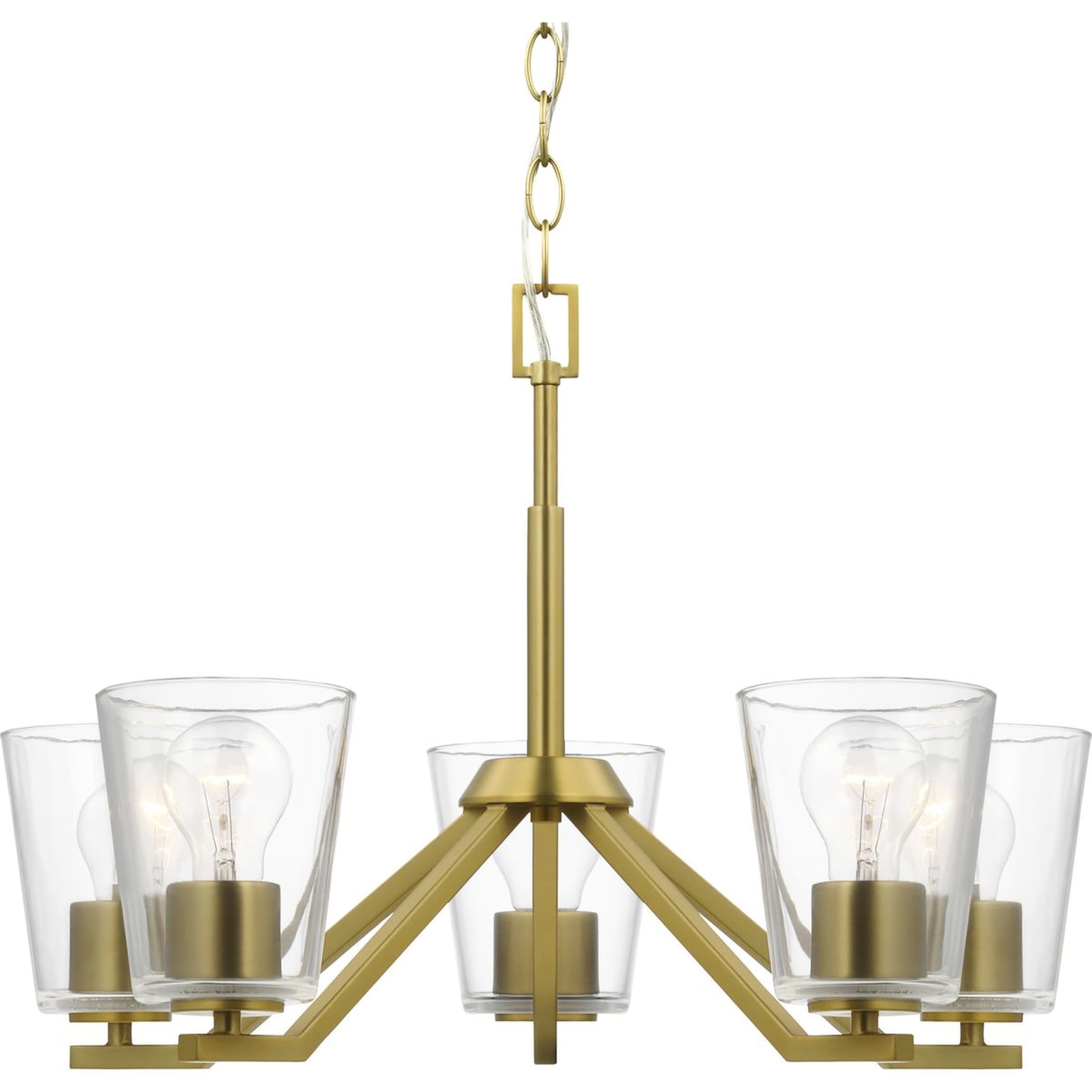 Vertex Brushed Gold and Nickel Five Light Chandelier
