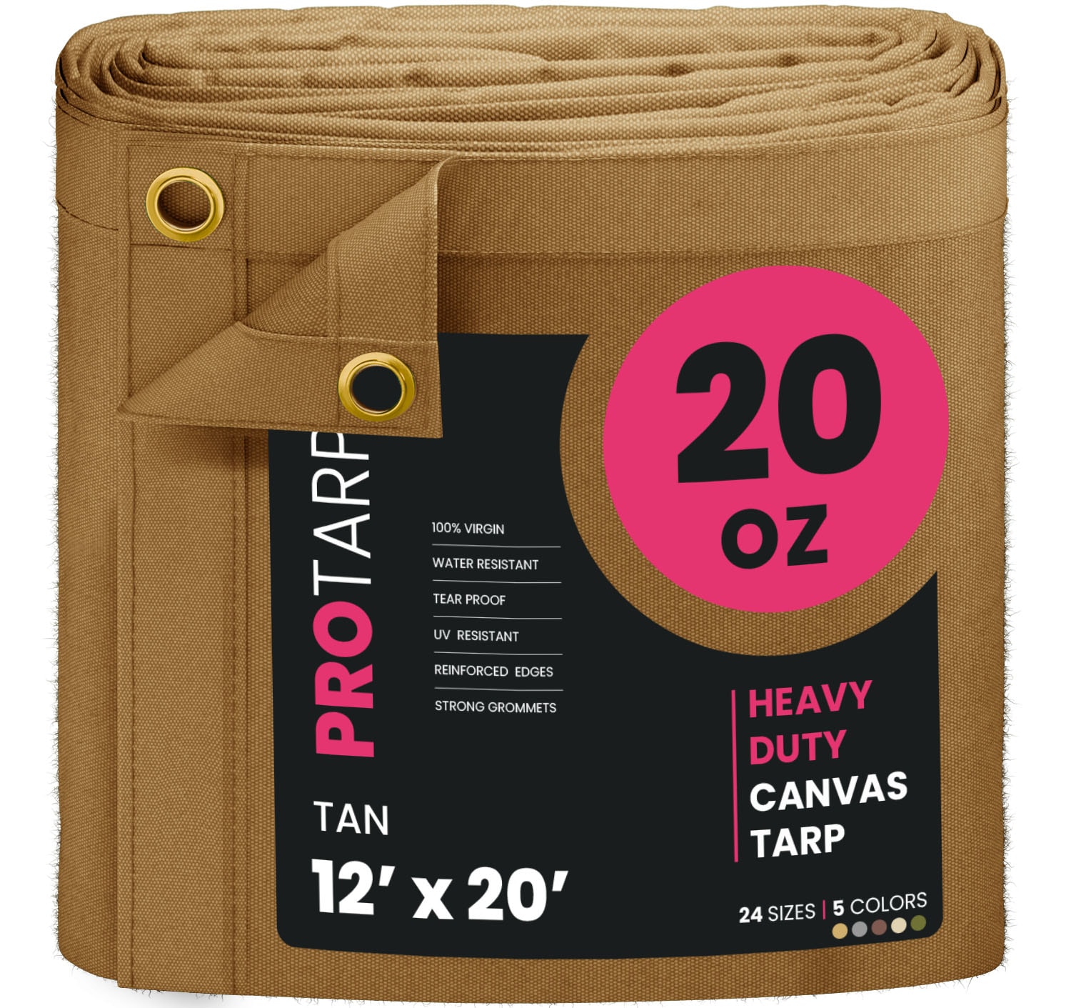 PROTARP PT-405-12X20 12-ft x 20-ft Brown Waterproof Standard Polyester 36-mil Tarp