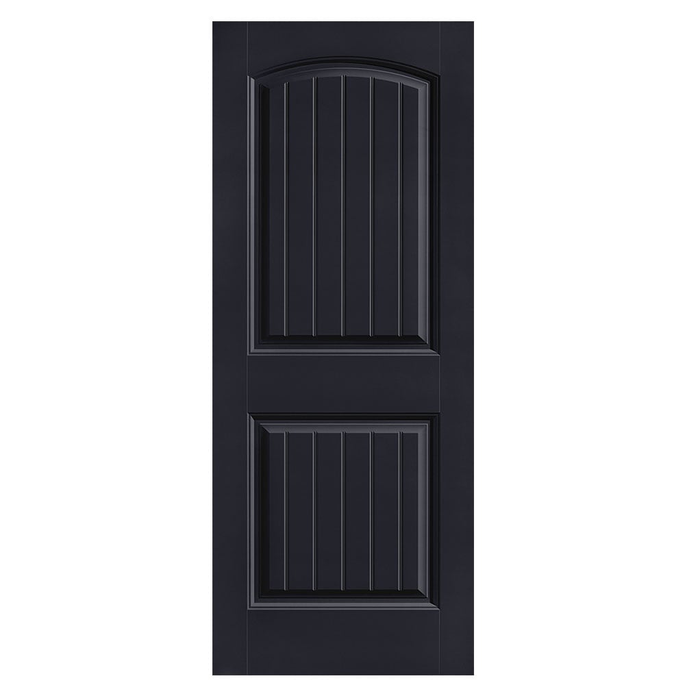 Masonite 1443714 Cheyenne 32-in x 80-in Midnight 2-panel round top plank Smooth Solid core Prefinished Molded composite Slab Door