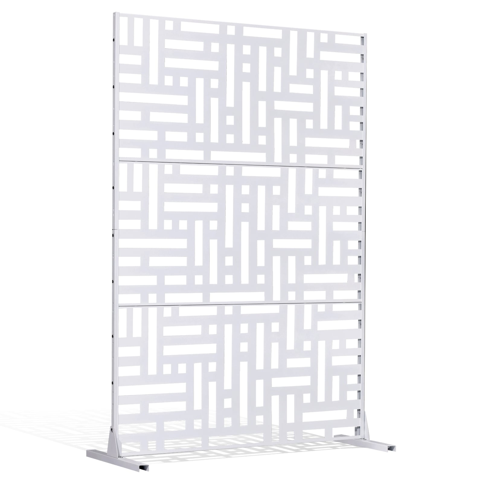 Mecale - 47-in W x 76-in H Metal Outdoor Privacy Screen 3-Panel Freestanding Decorative Garden Sc...