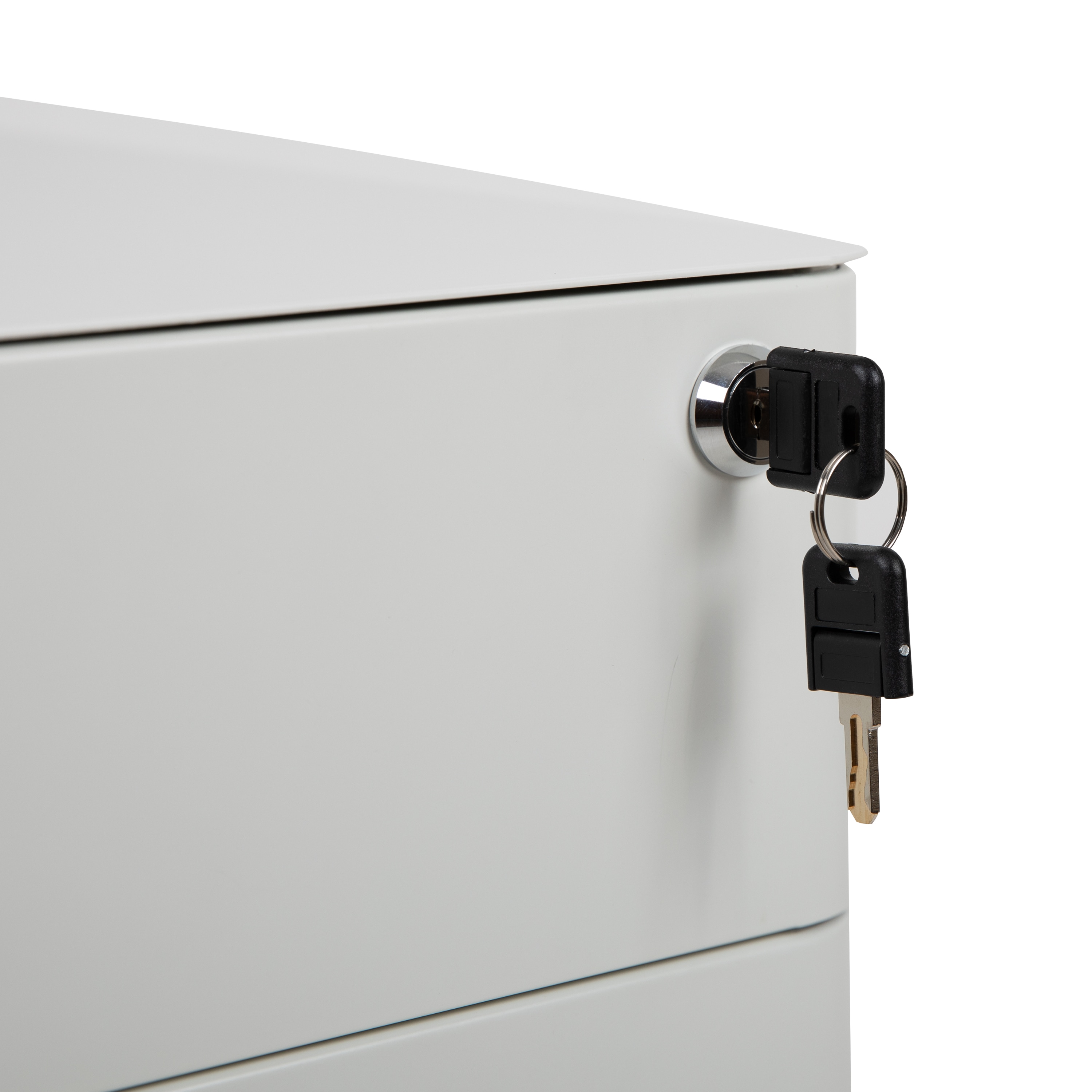 White Mobile 3-Drawer Lockable Filing Cabinet with Casters