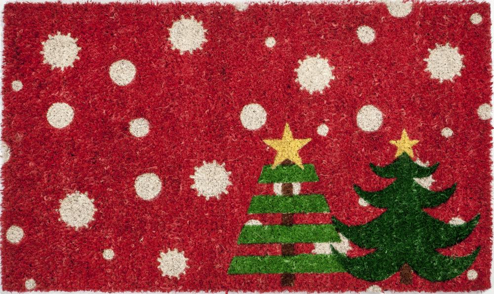 Entryways Red Coir Rectangular Outdoor Decorative Winter Door Mat at ...