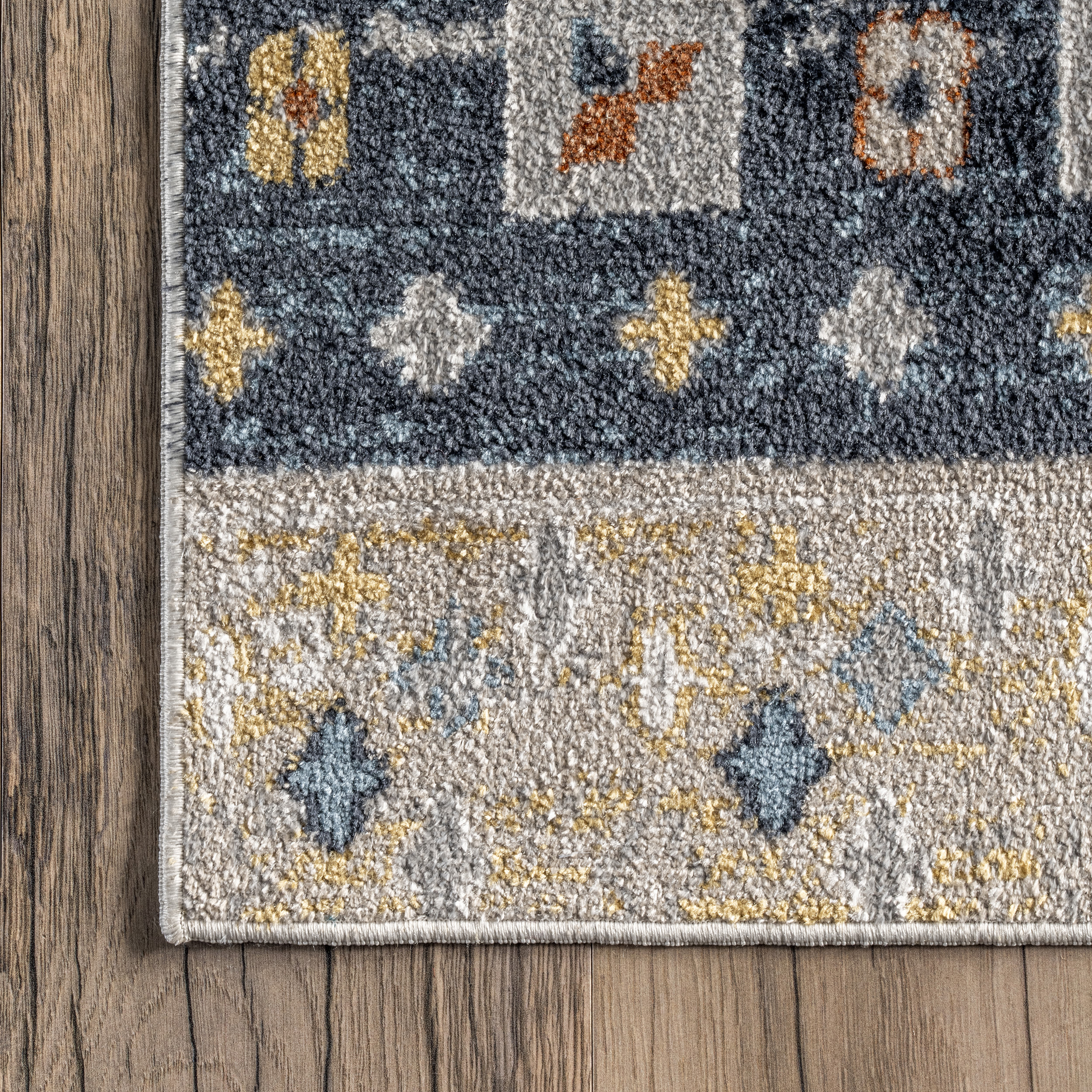 Shannon Beige and Multicolor Geometric Washable Area Rug 5' x 7'