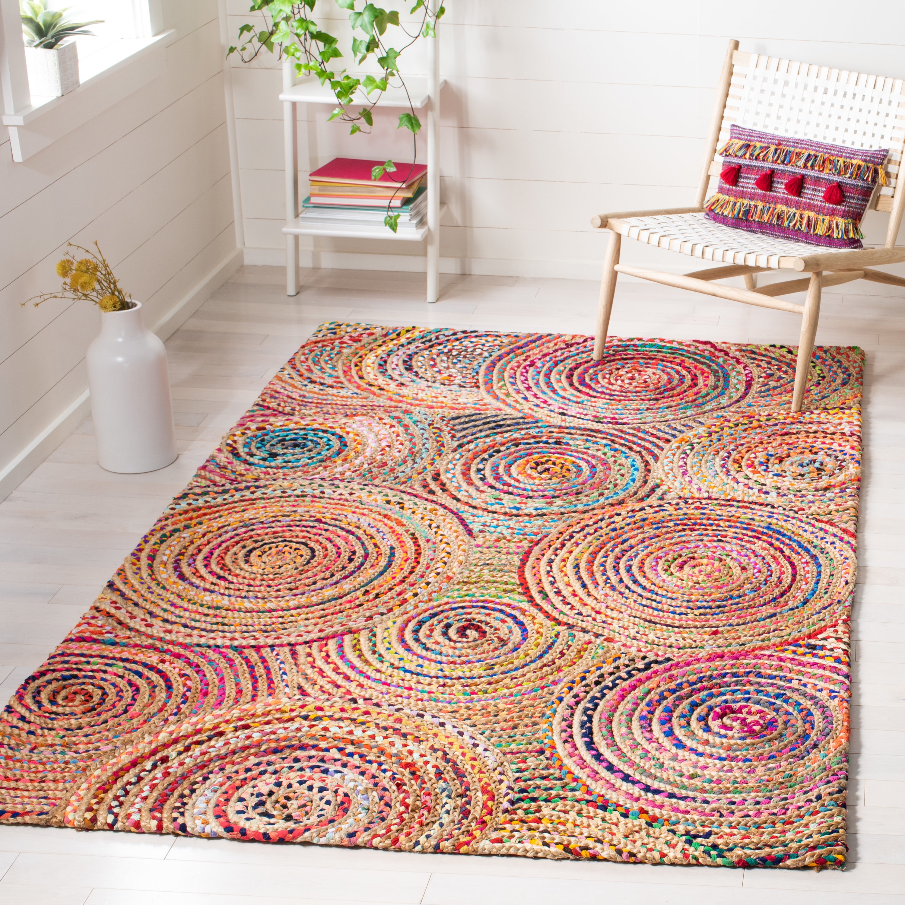 Cape Cod Multicolor Hand-Knotted Cotton Area Rug 5' x 8'