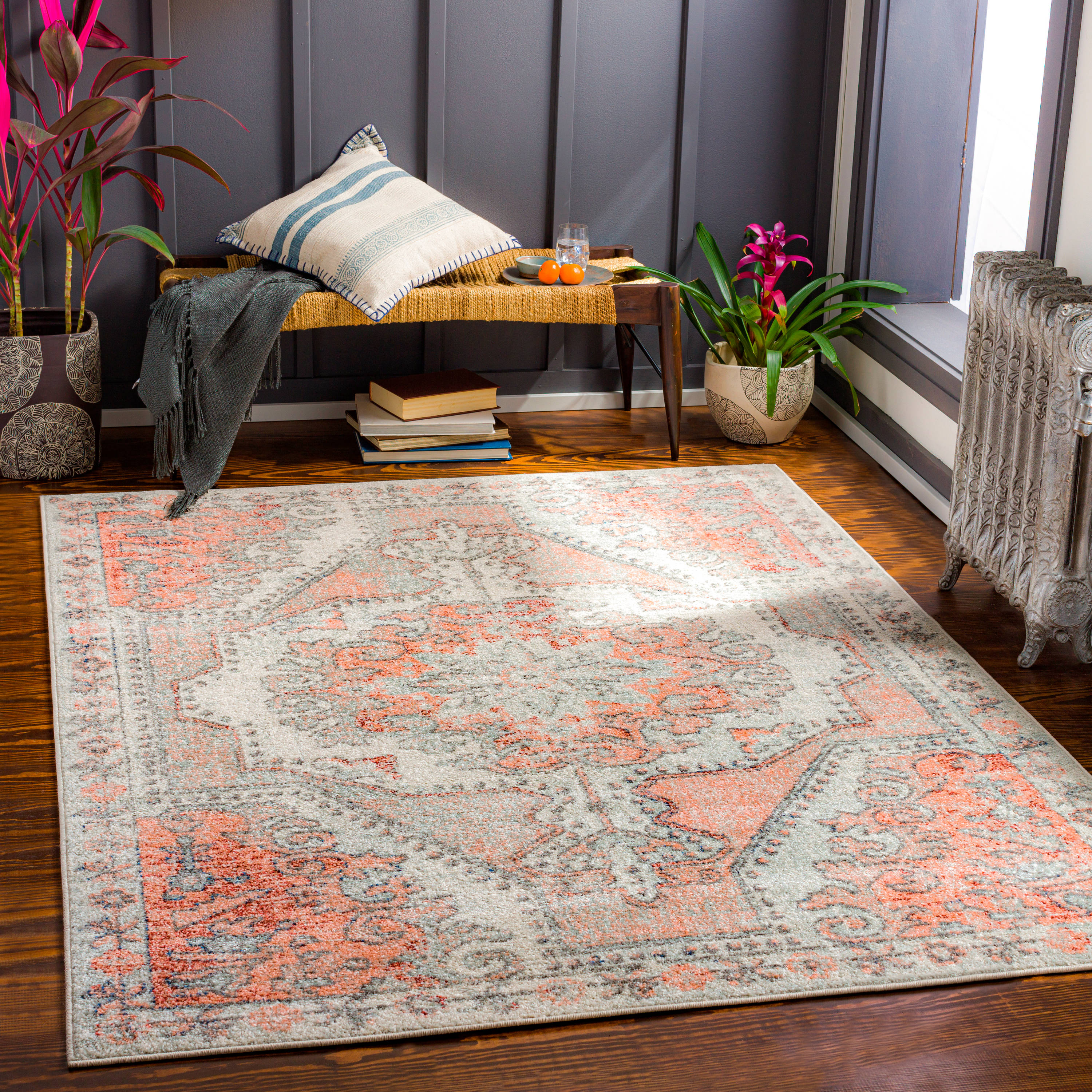 Artistic Weavers HAP1128-710103 Harput 8 X 10 Burnt Orange Indoor Medallion Oriental Area Rug