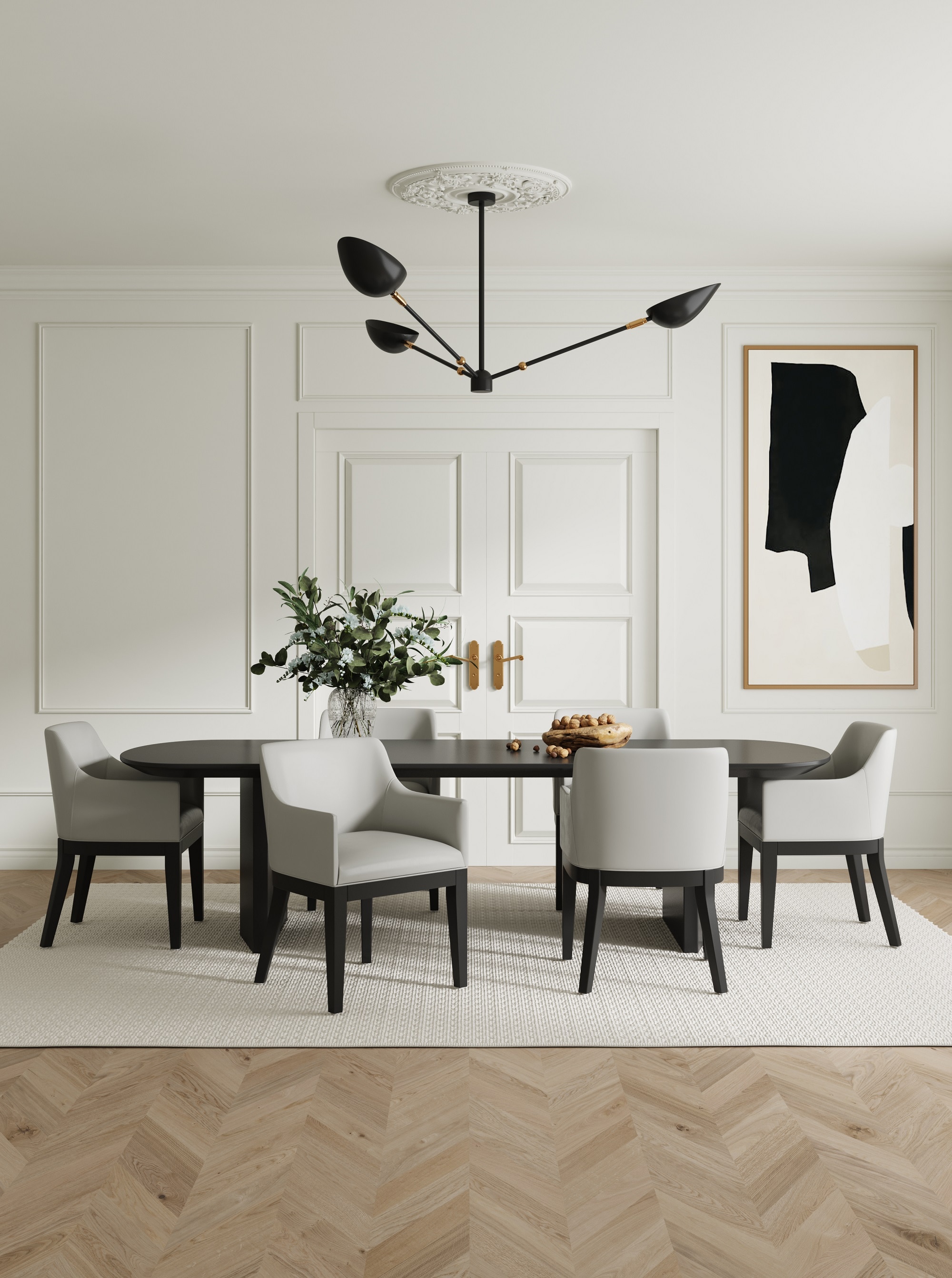 Manhattan Comfort DC051AR-ST Contemporary/Modern Faux Leather Upholstered Dining Arm Chair (Wood Frame)