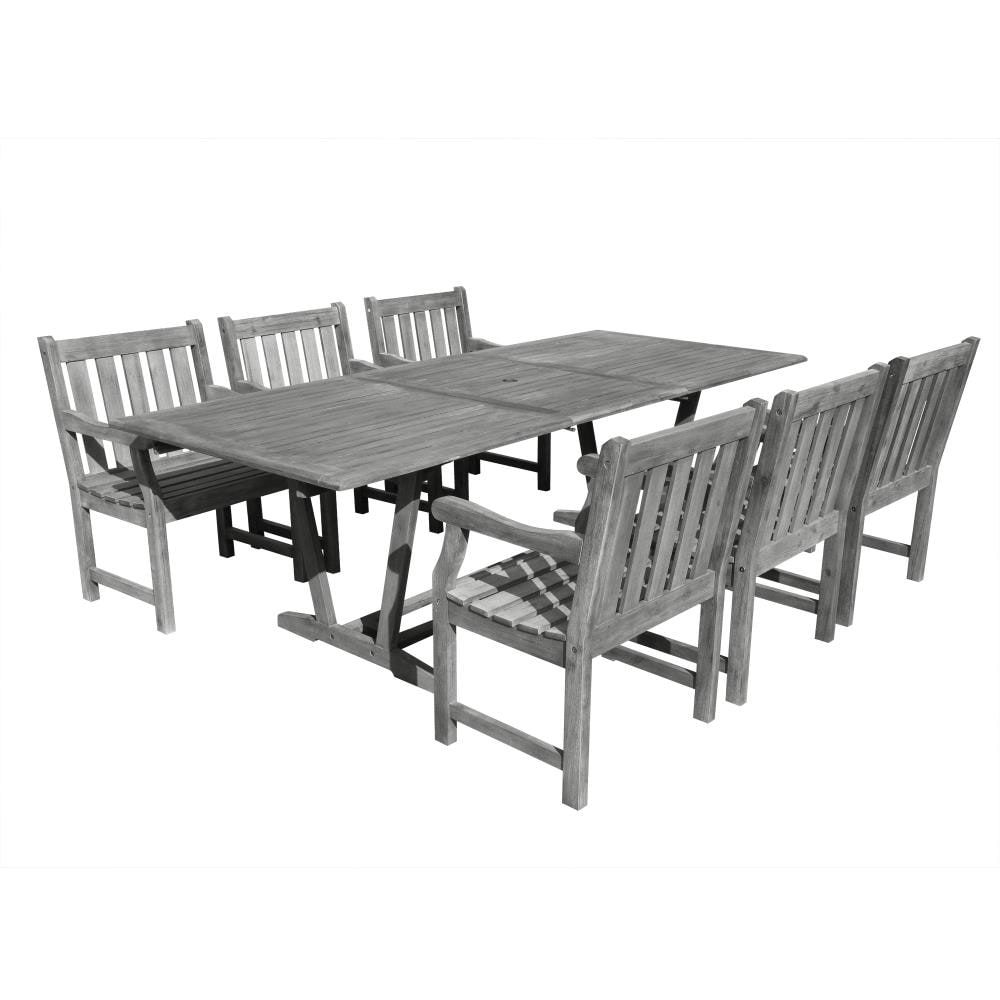 VIFAH V1294SET19 Renaissance 7-Piece Gray Patio Dining Set with 6 Stationary Chairs